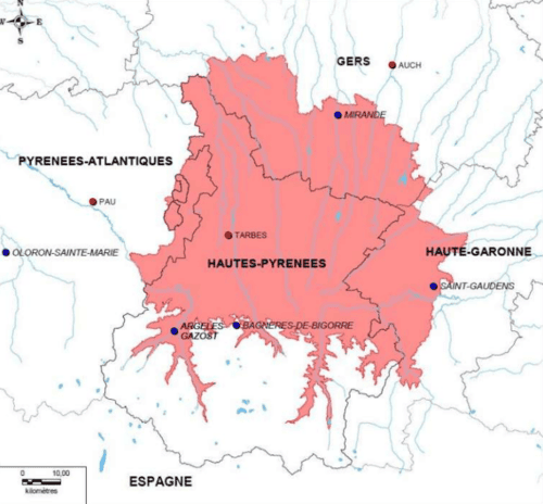 Localisation géographique du porc noir de Bigorre AOP