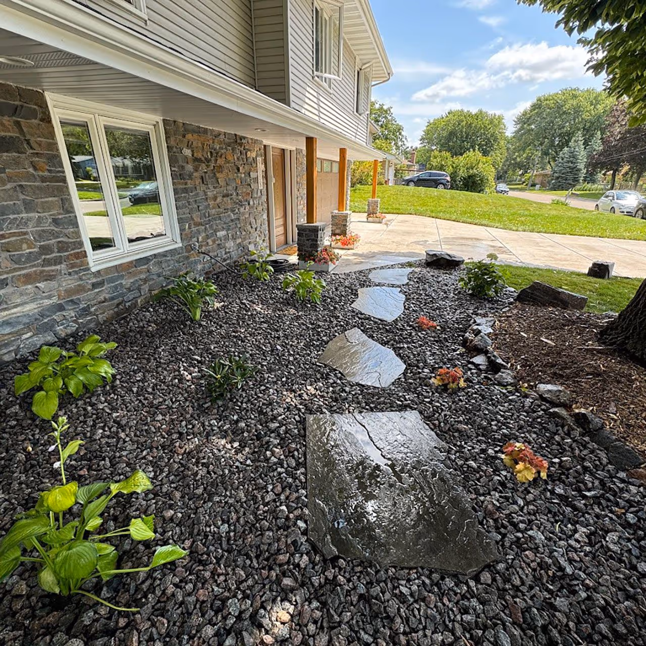 freshly laid mulch in spring near St Louis MN 