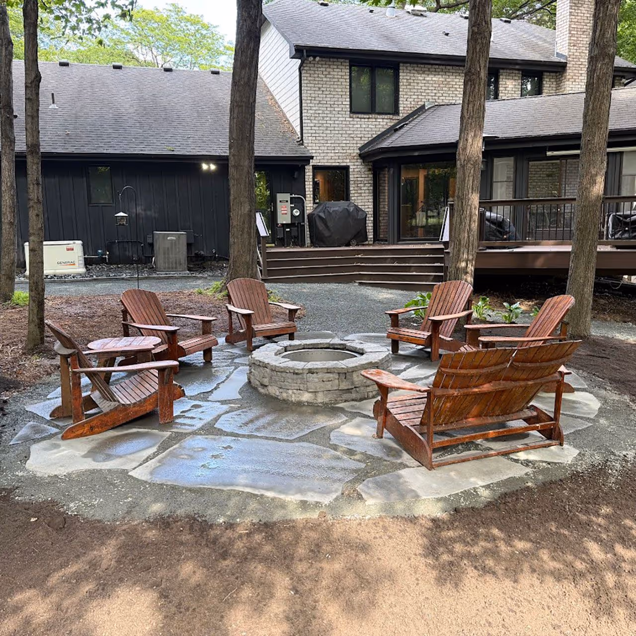 Outdoor living space with fire pit and seating