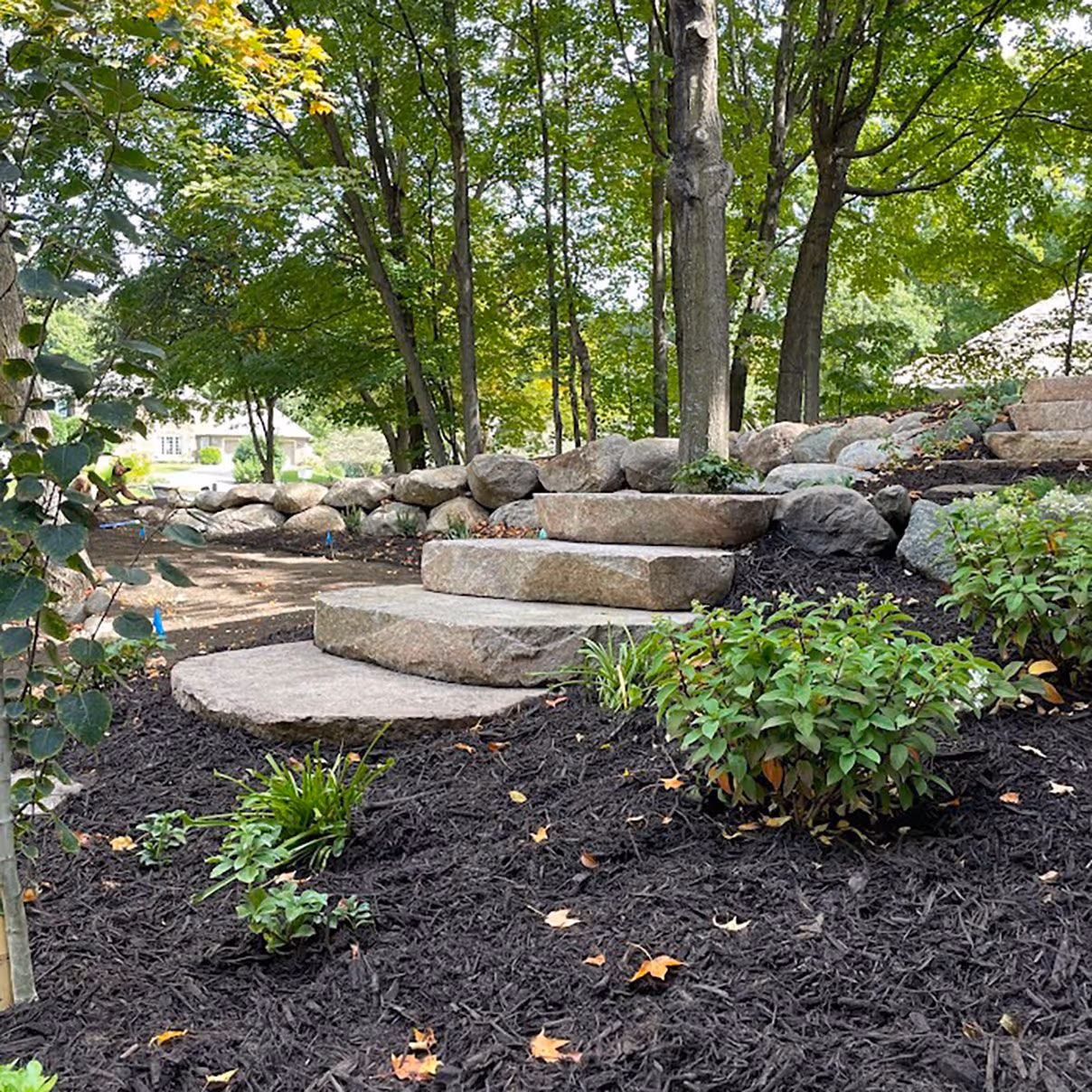 stone steps and landscaping project by sota landscaping 
