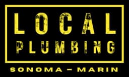 Yellow and black logo with distressed text reading 'Local Plumbing Sonoma - Marin'.