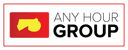 Logo of Any Hour Group with yellow clock icon inside a red rounded square.
