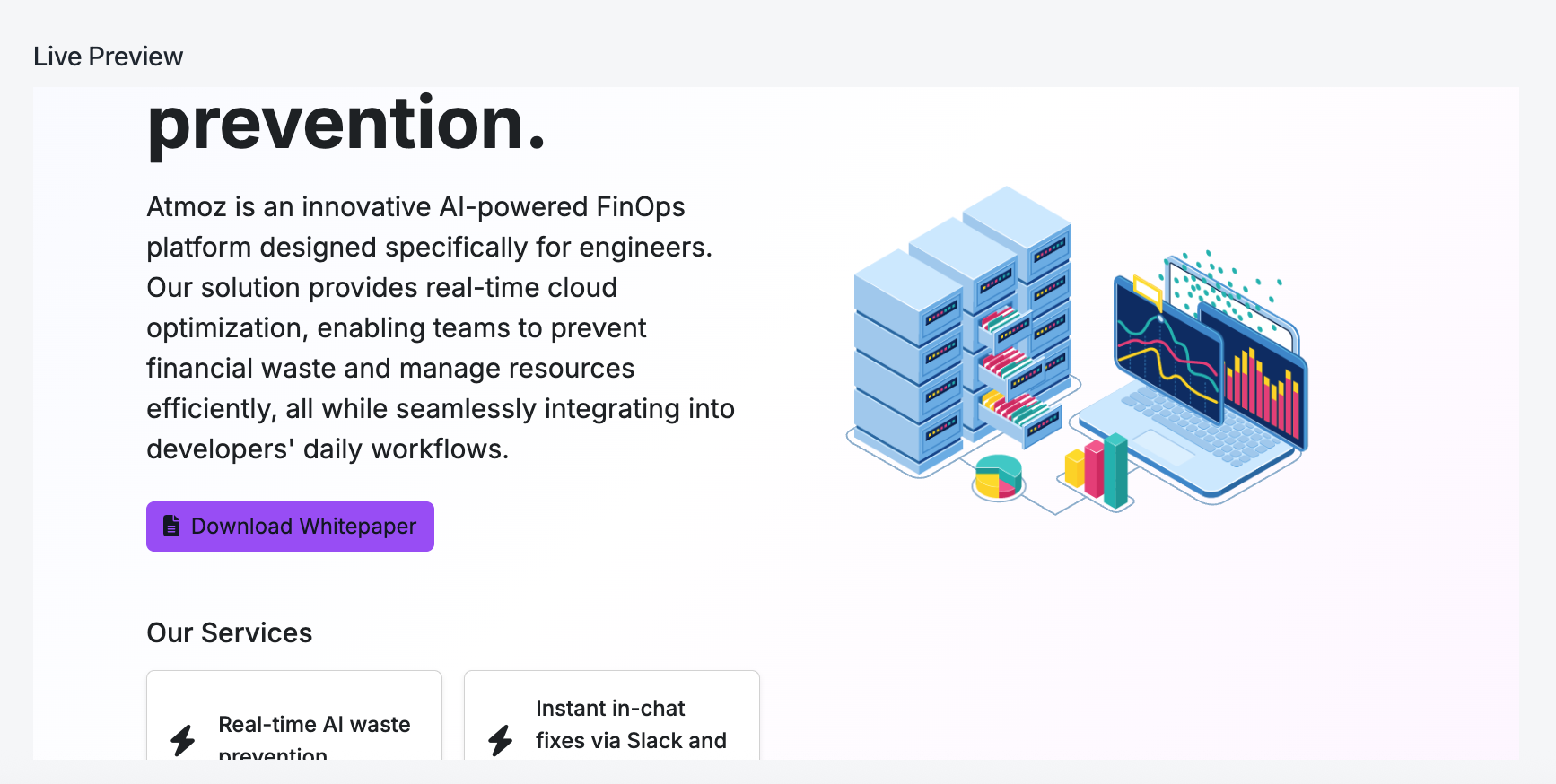 Preview the Landing Page generated for you product or service
