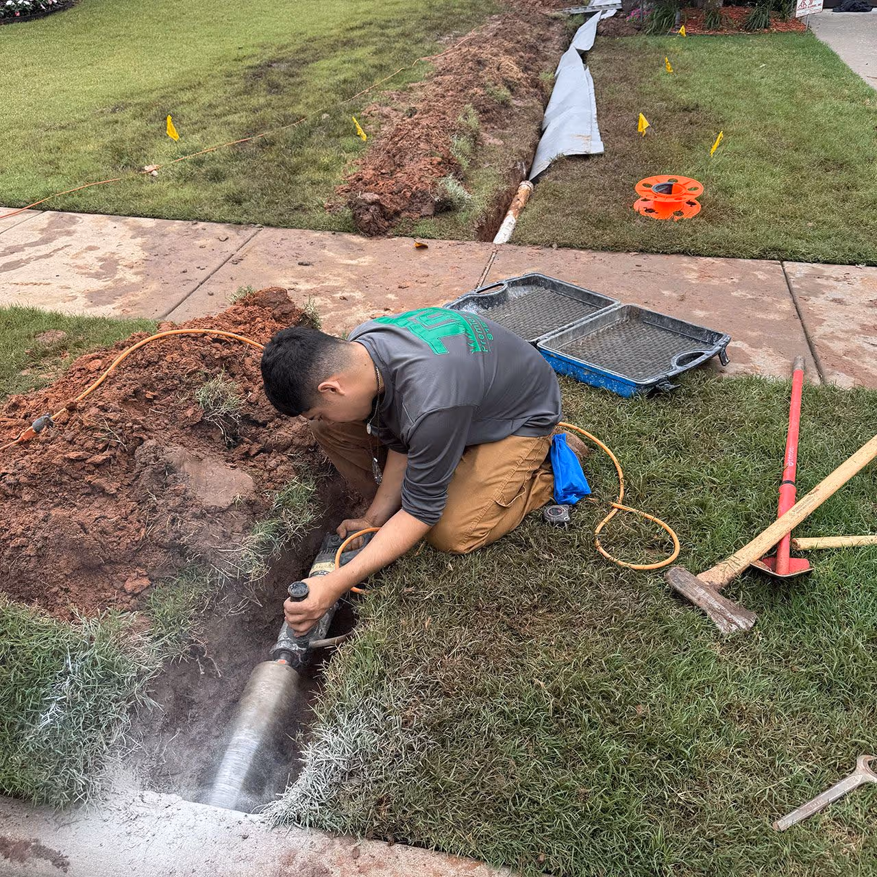 Irrigation system installation by TnT Premier Landscape in Tulsa, OK