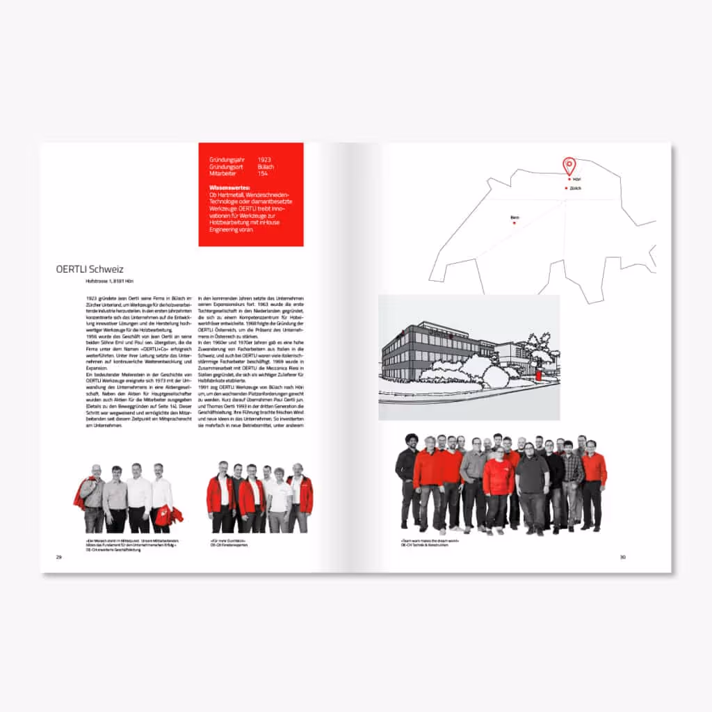 Oertli Werkzeuge feiert 100 Jahre: Jubiläumsbranding mit Logo, Festschrift, Verpackungen, Website, Messestand und Social Media – «one step ahead».