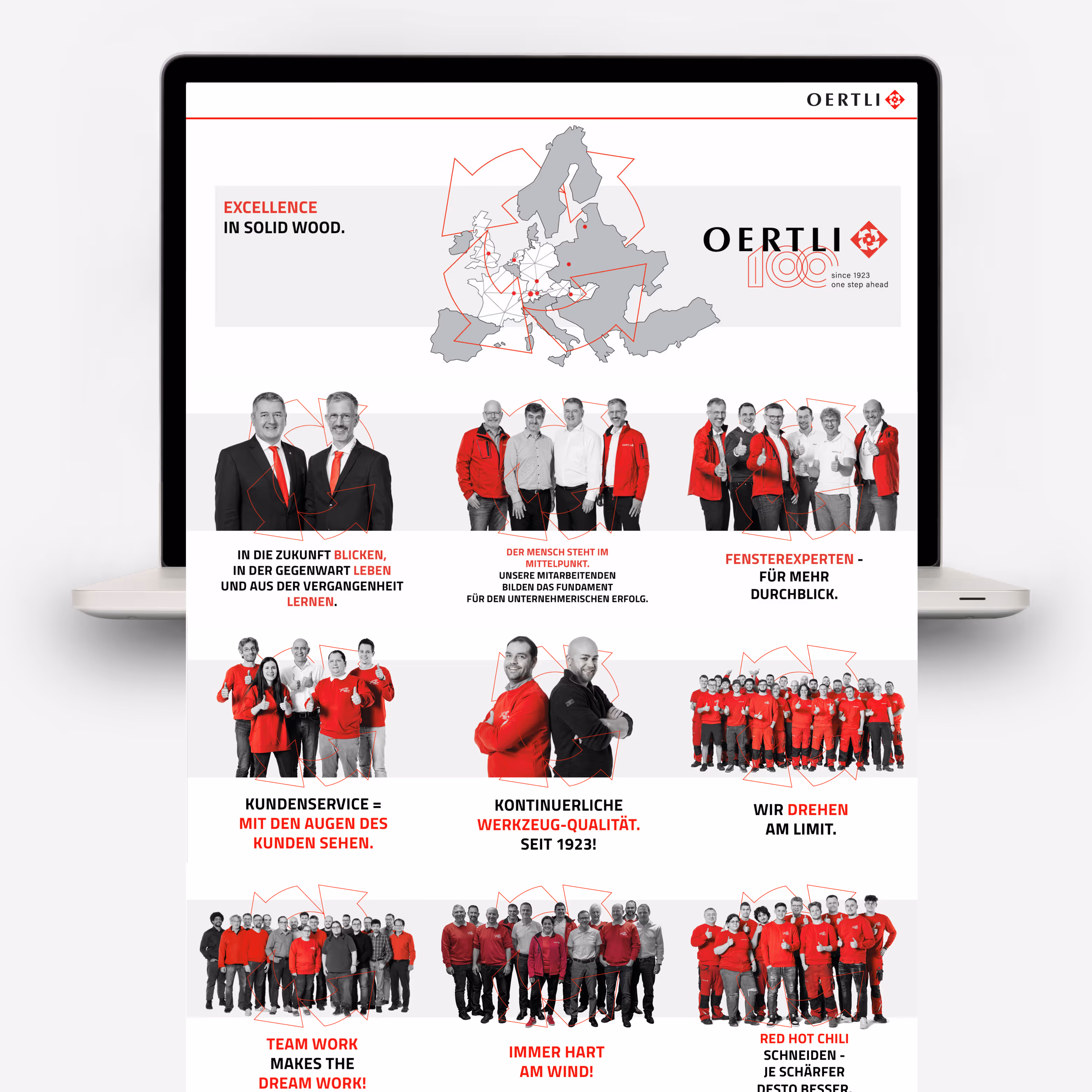 Oertli Werkzeuge feiert 100 Jahre: Jubiläumsbranding mit Logo, Festschrift, Verpackungen, Website, Messestand und Social Media – «one step ahead».