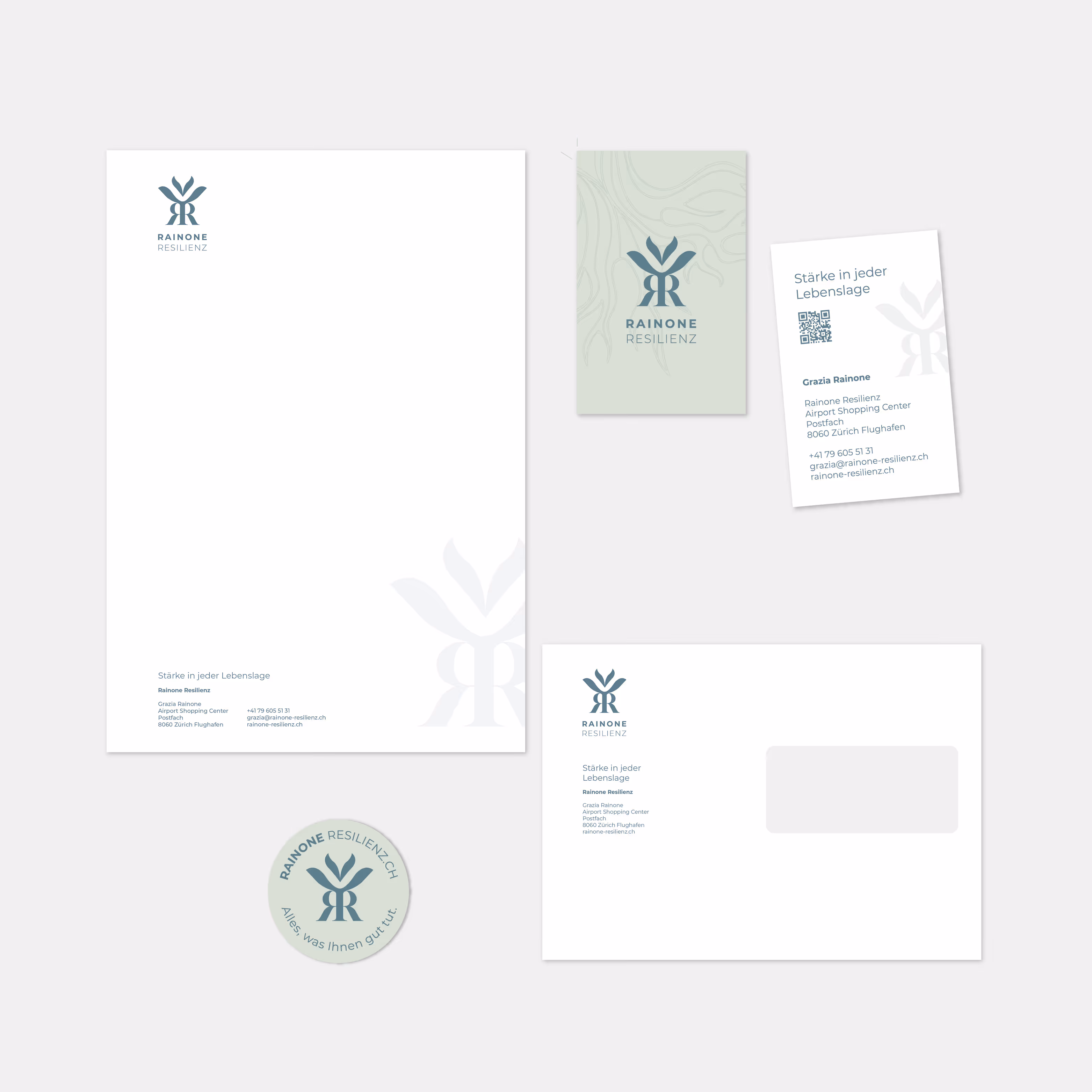 Rainone Resilienz: Komplette Markenwelt aus Logo, Website, Farben und Fotografie. Hand in Hand entstanden – kraftvoll, lebendig, voller Potenzial.