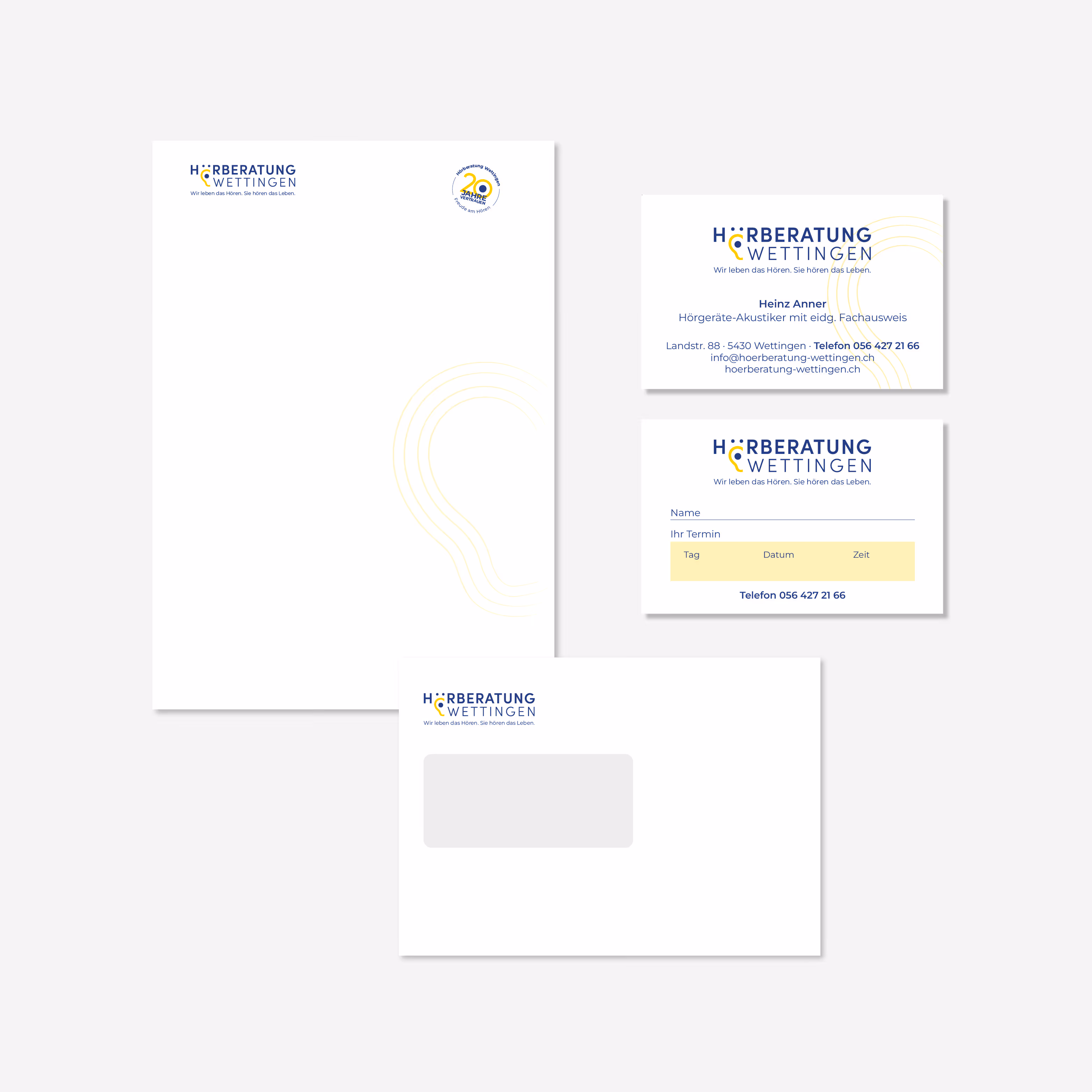 Hörberatung Wettingen: Markenrelaunch für 20+ Jahre Erfahrung – Positionierung, Logo, Website und Messestand. Vertrauen, das man hört.