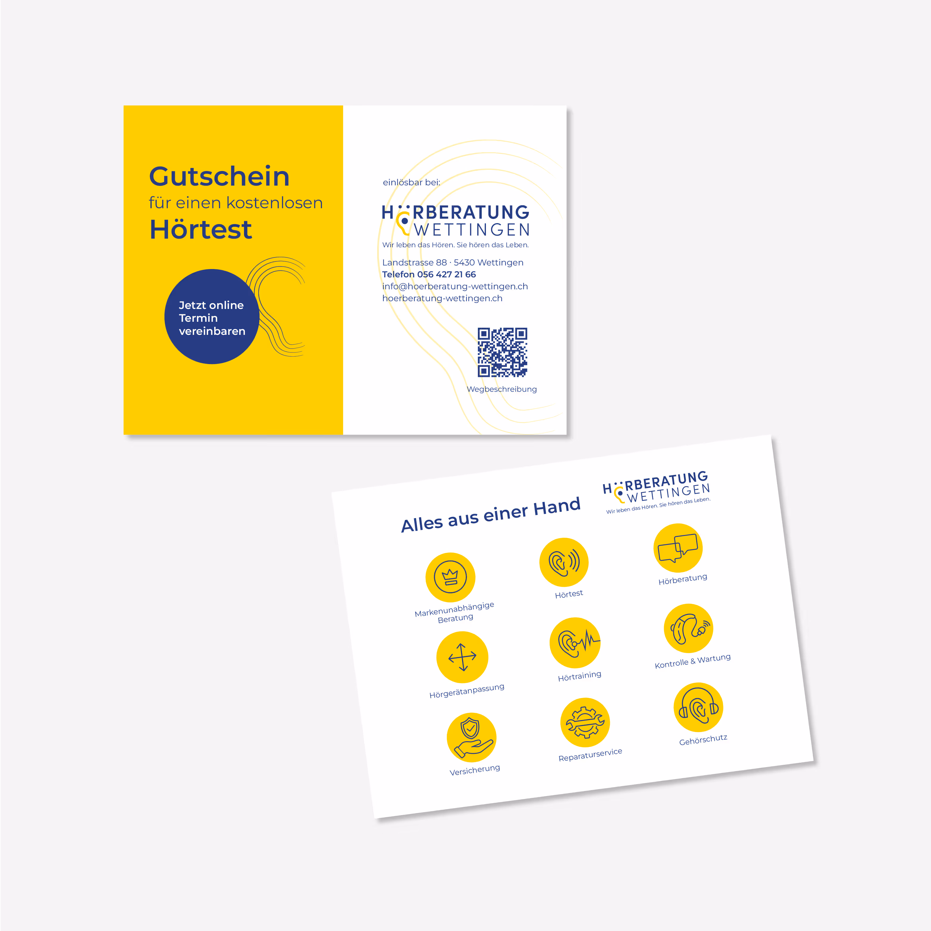 Hörberatung Wettingen: Markenrelaunch für 20+ Jahre Erfahrung – Positionierung, Logo, Website und Messestand. Vertrauen, das man hört.