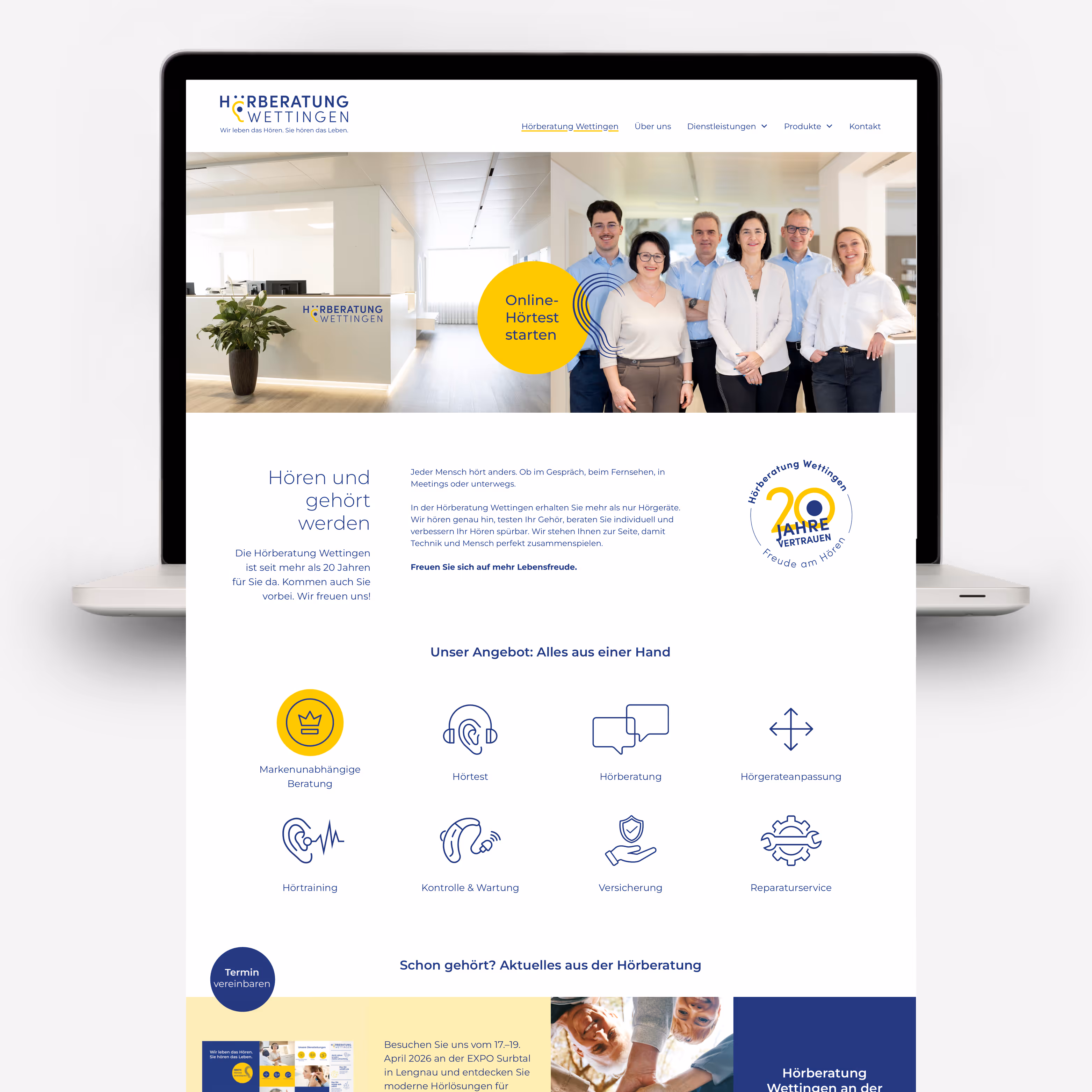 Hörberatung Wettingen: Markenrelaunch für 20+ Jahre Erfahrung – Positionierung, Logo, Website und Messestand. Vertrauen, das man hört.
