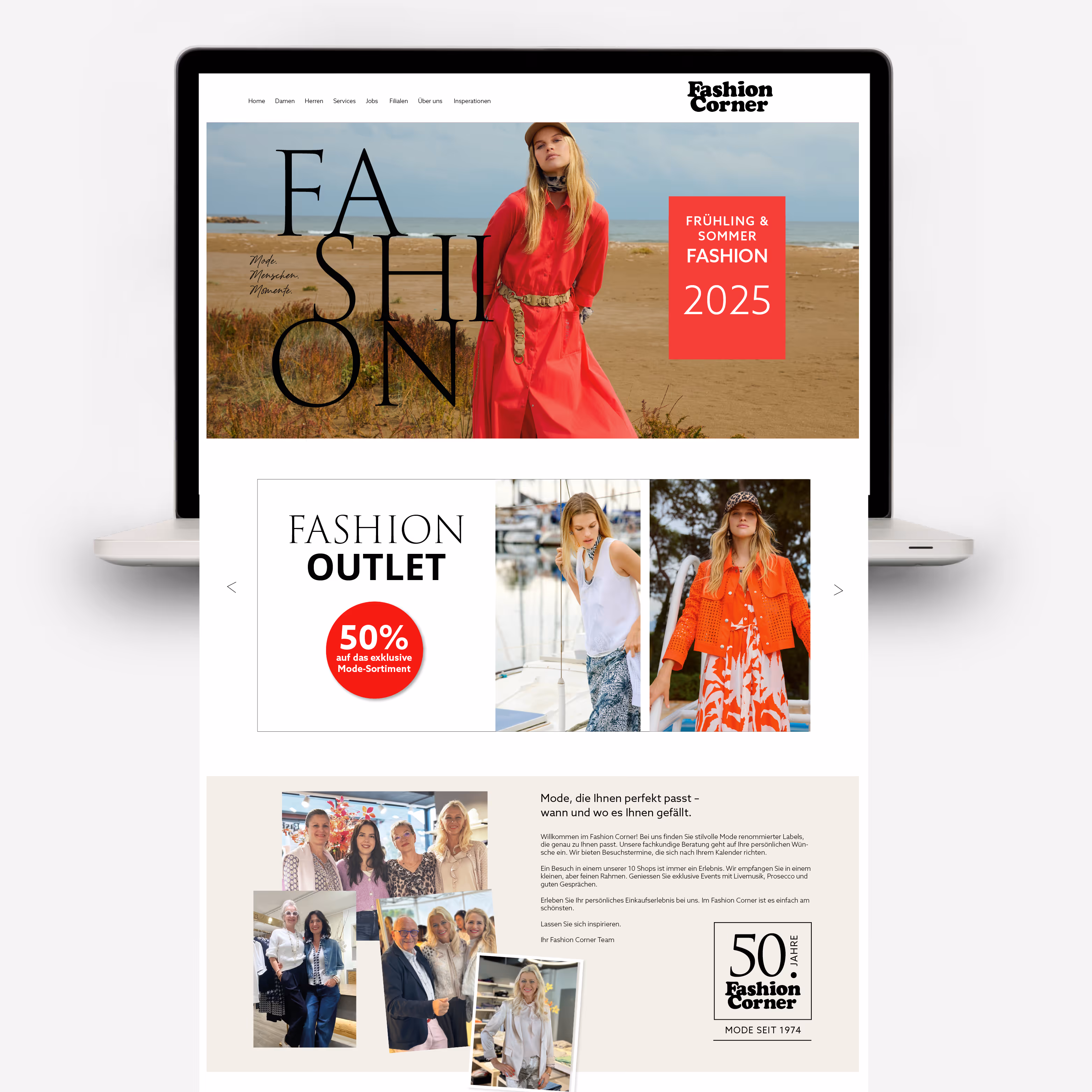 Fashion Corner – Mode in 7 Boutiquen: Frischer Auftritt mit Mailing, Website und Modeshows. Trends erleben und sich inspirieren lassen.