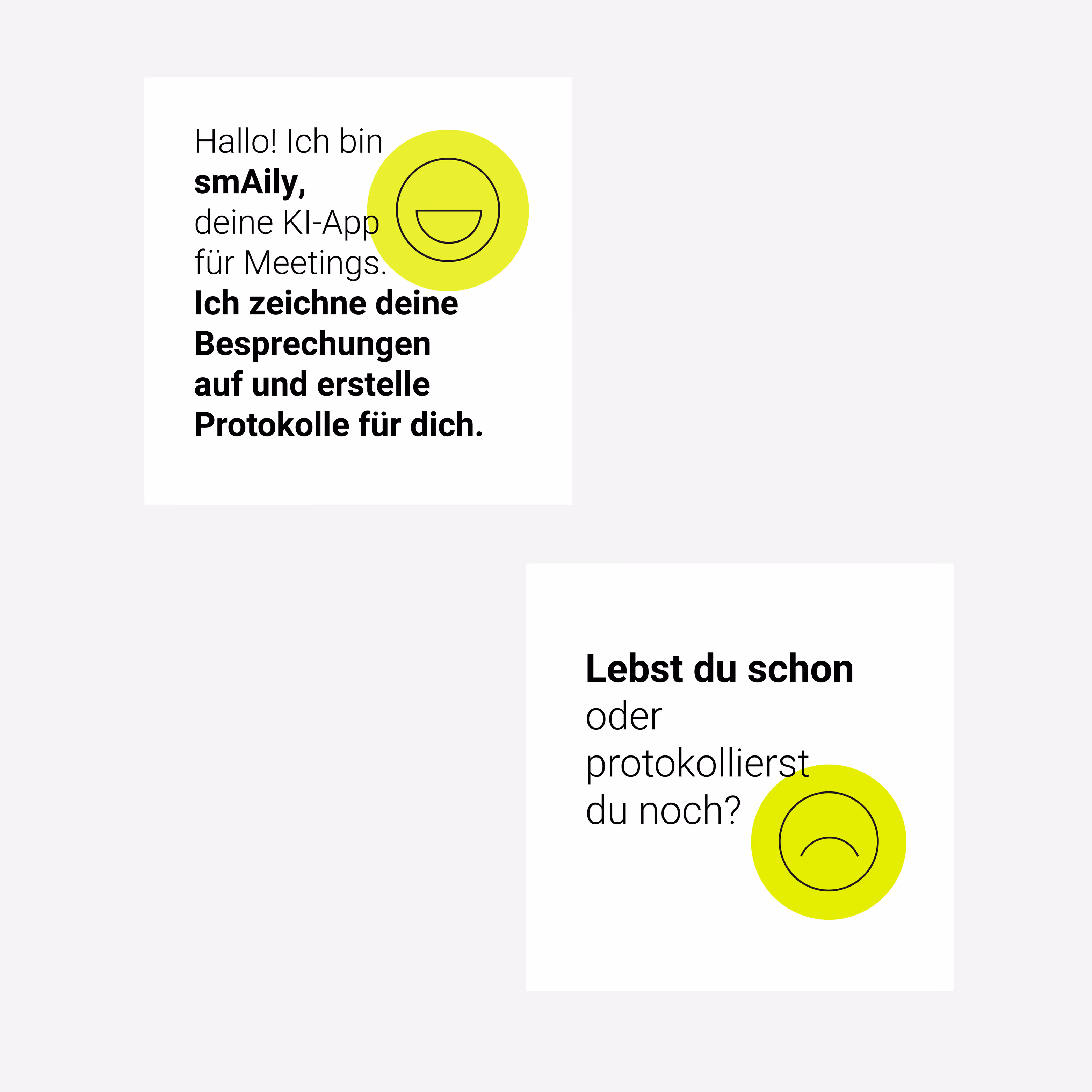 smAily.ai: SEO-optimierte Website für die KI-App, die Meetings aufzeichnet und in Protokolle wandelt. Logo mit Neonfarbe und Persönlichkeit.