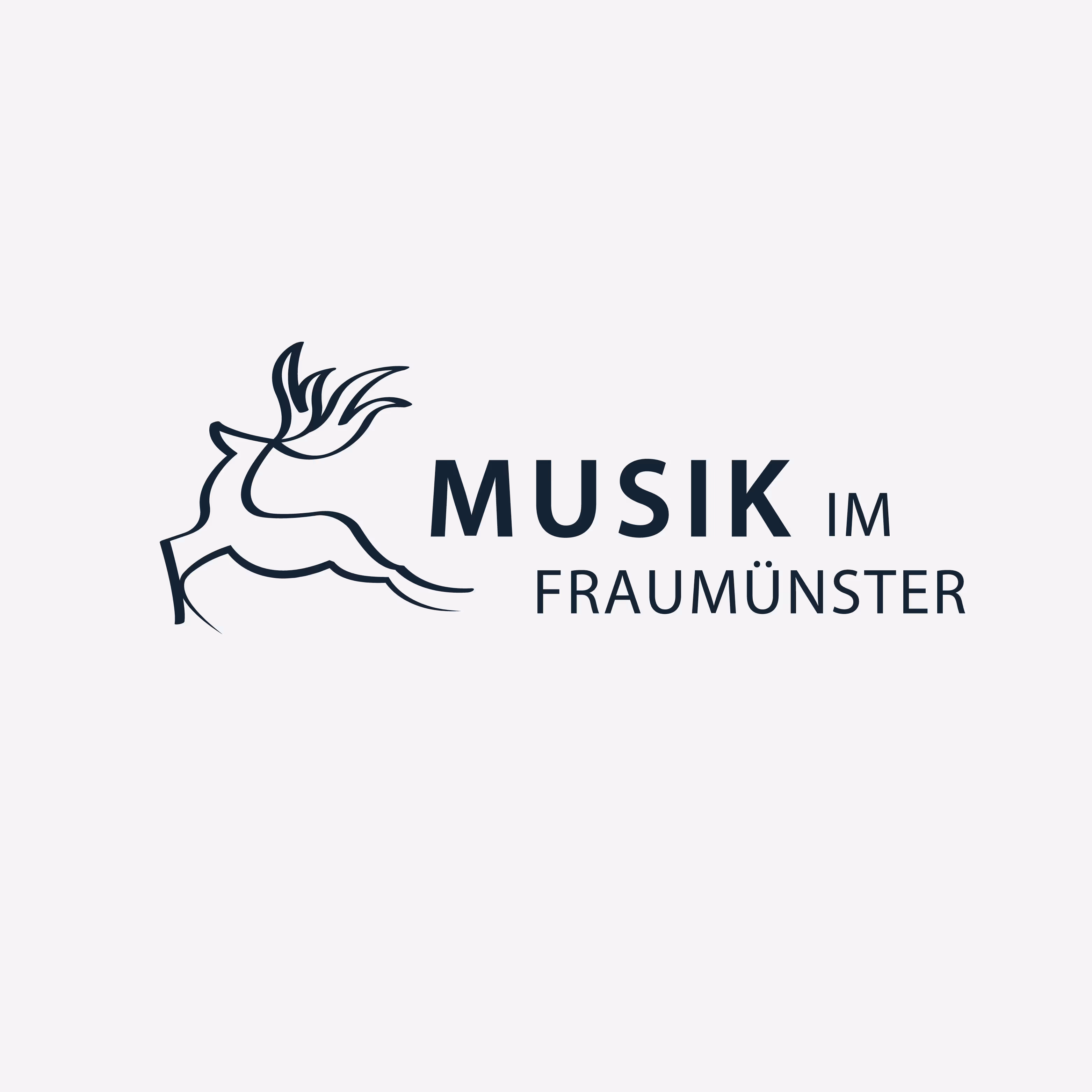 Musik im Fraumünster Zürich: Komplett neue Corporate Identity mit Hirsch-Logo, Website und karolingischer Farbwelt für Konzerte, Tickets und Spenden.