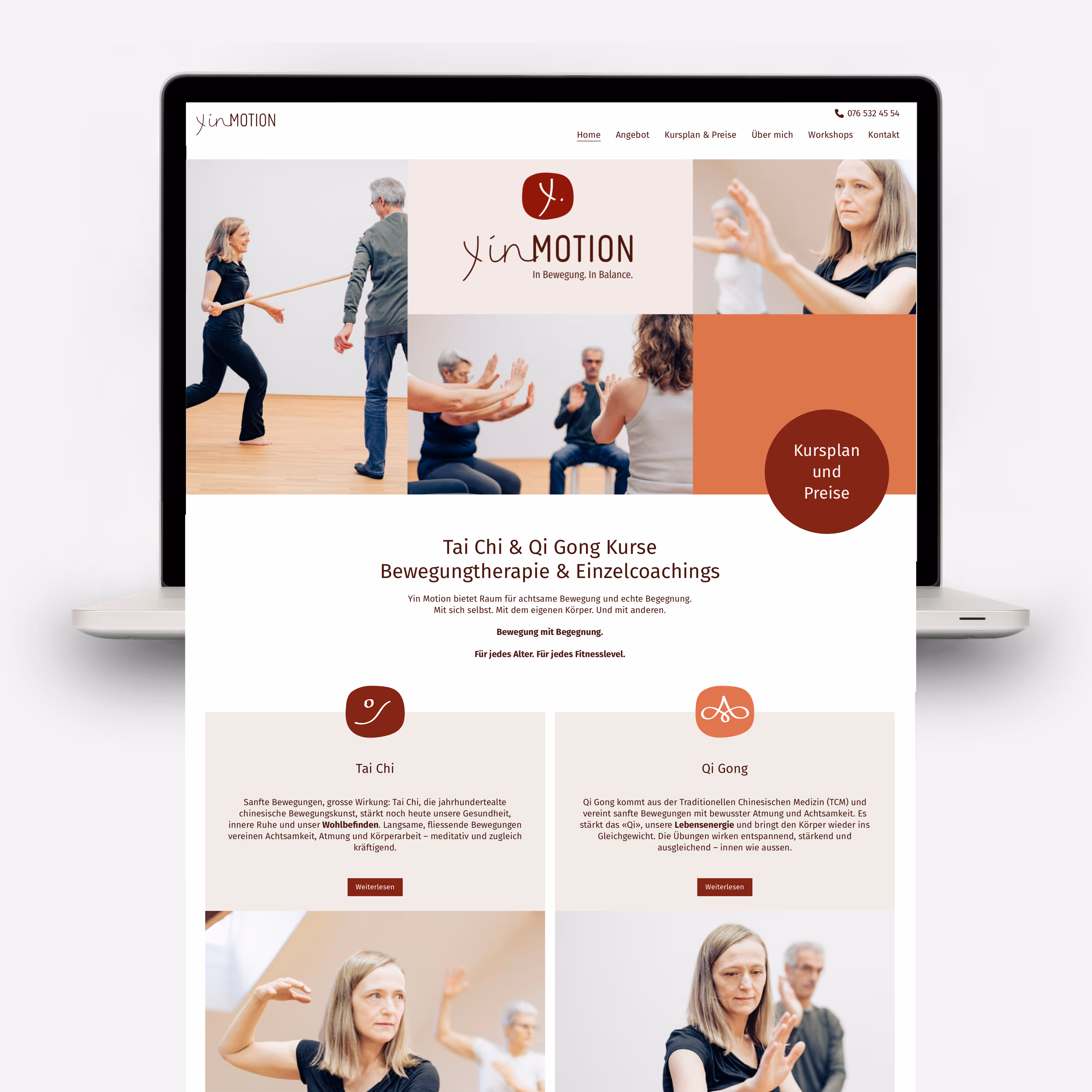 Yin Motion – für dein bewegtes Leben: Branding mit asiatischem Touch, klarer Struktur und stimmigem Auftritt von Website bis Flyer.