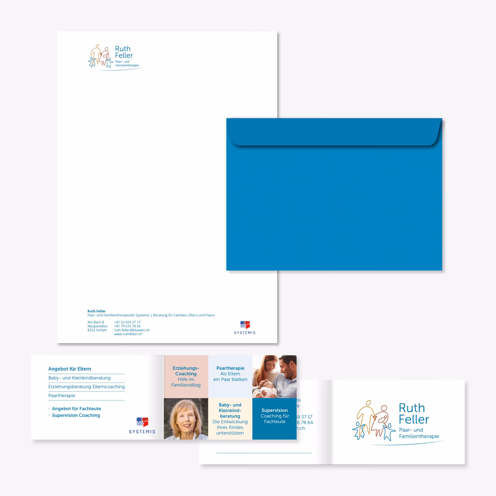 Ruth Feller – Paar- und Familientherapie: Markenauftritt mit Logo, Fotos, Visitenkarte und Website. Stark und berührbar zugleich.