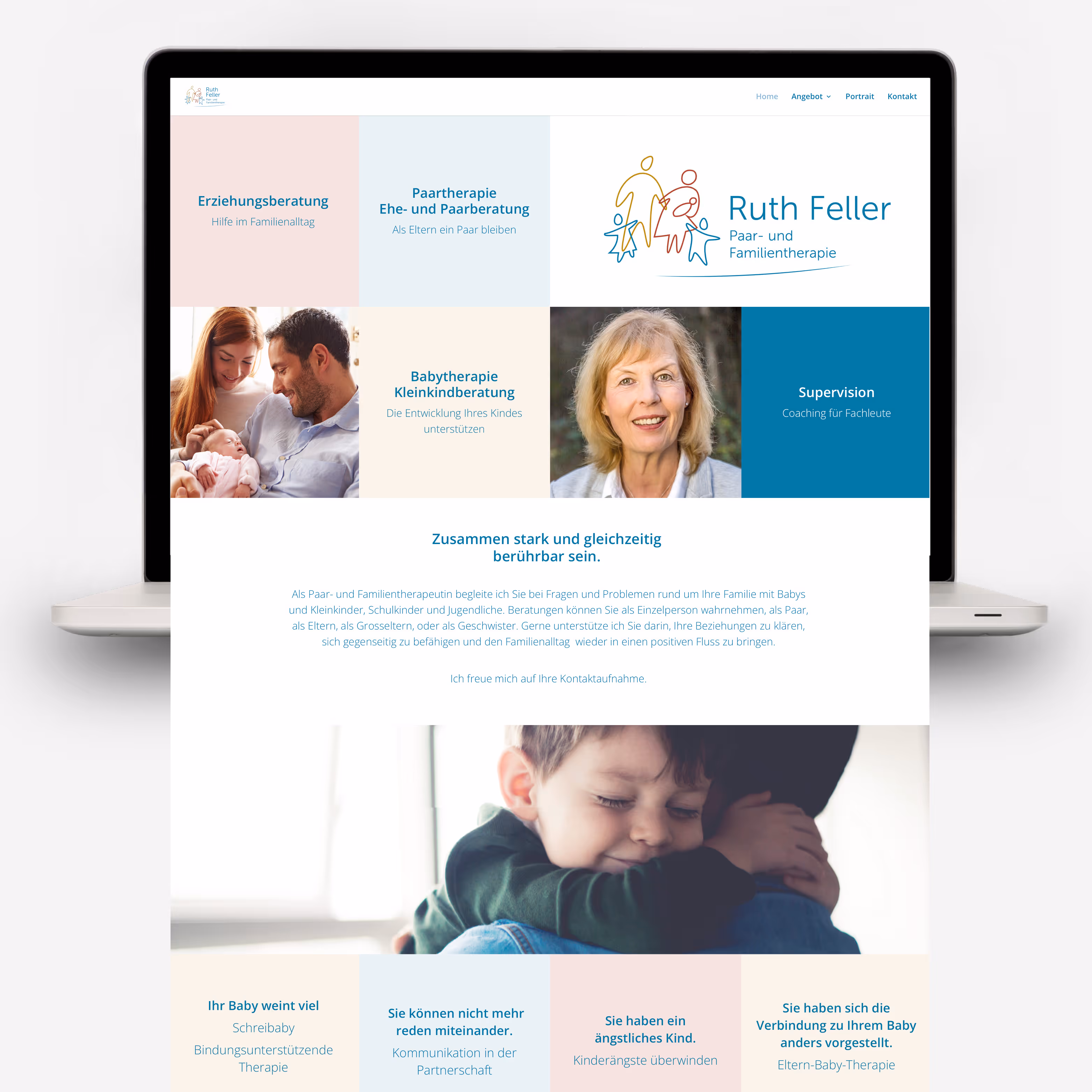 Ruth Feller – Paar- und Familientherapie: Markenauftritt mit Logo, Fotos, Visitenkarte und Website. Stark und berührbar zugleich.