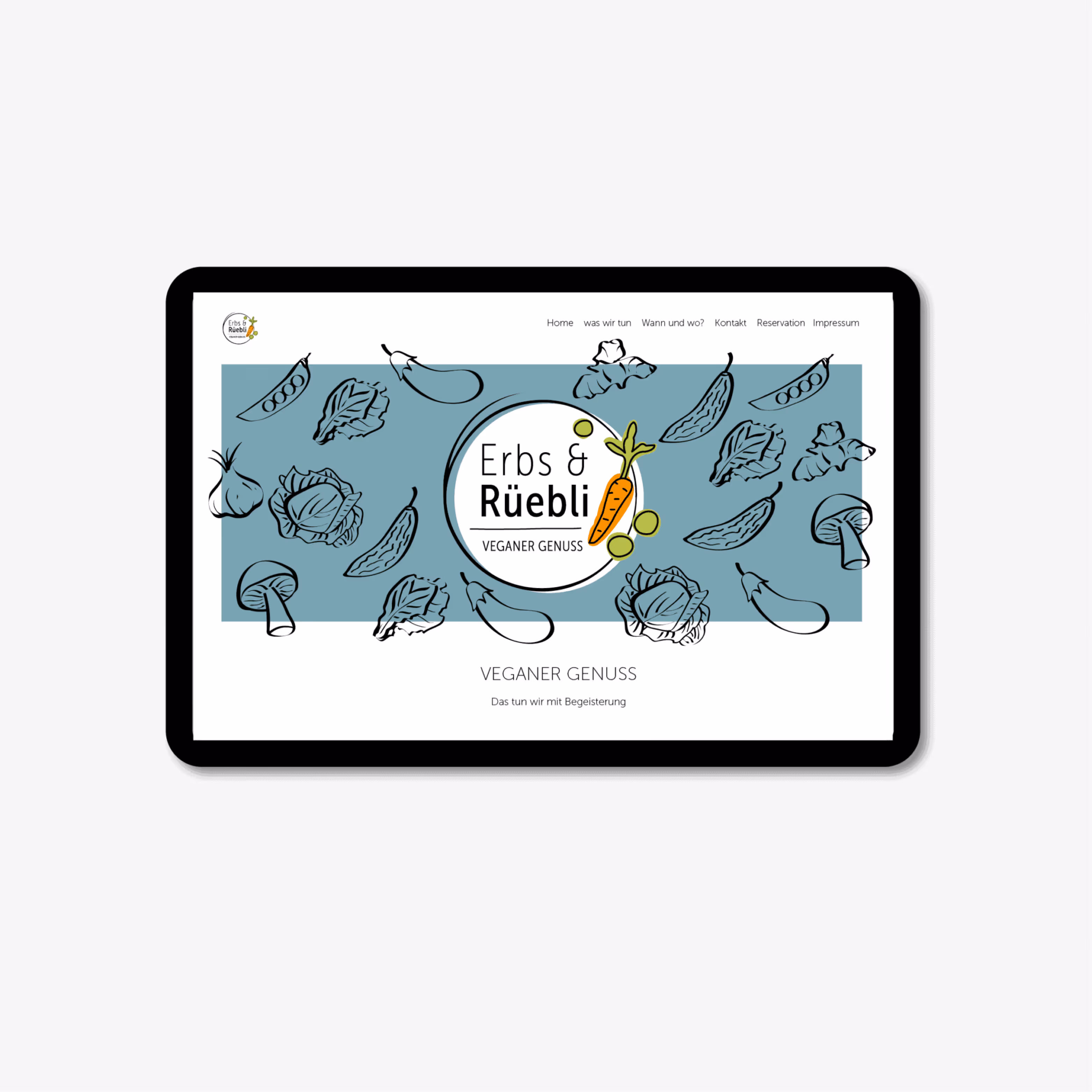 Erbs & Rüebli in Baden: Veganes Mittagsmenü mit prägnantem Logo, charmanten Illustrationen und sympathischem Webauftritt. Bon App!