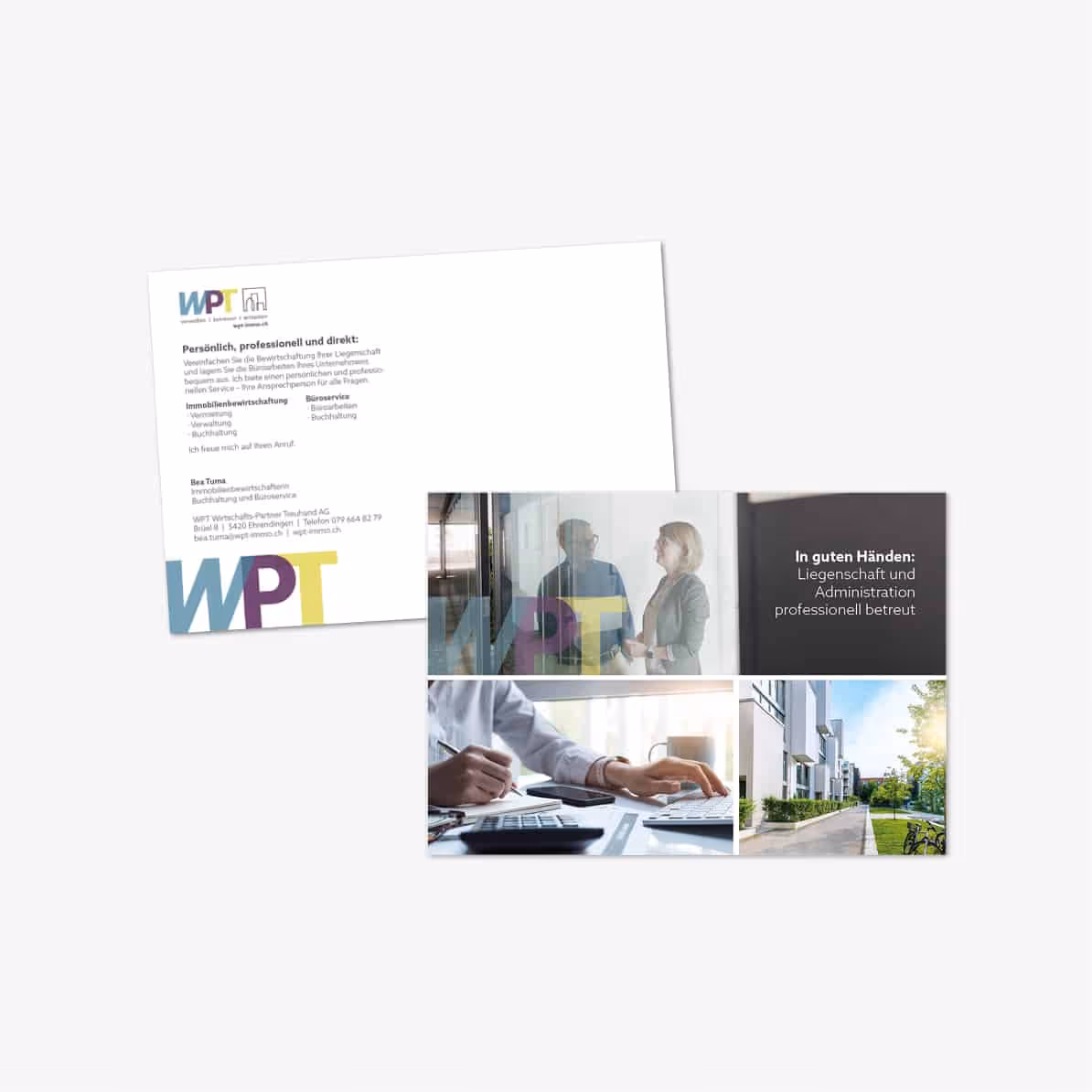 WPT Wirtschafts-Partner Treuhand AG: Neuer Firmenauftritt für Treuhand und Bewirtschaftung – farblich abgegrenzt, aber als Einheit. Website inklusive.