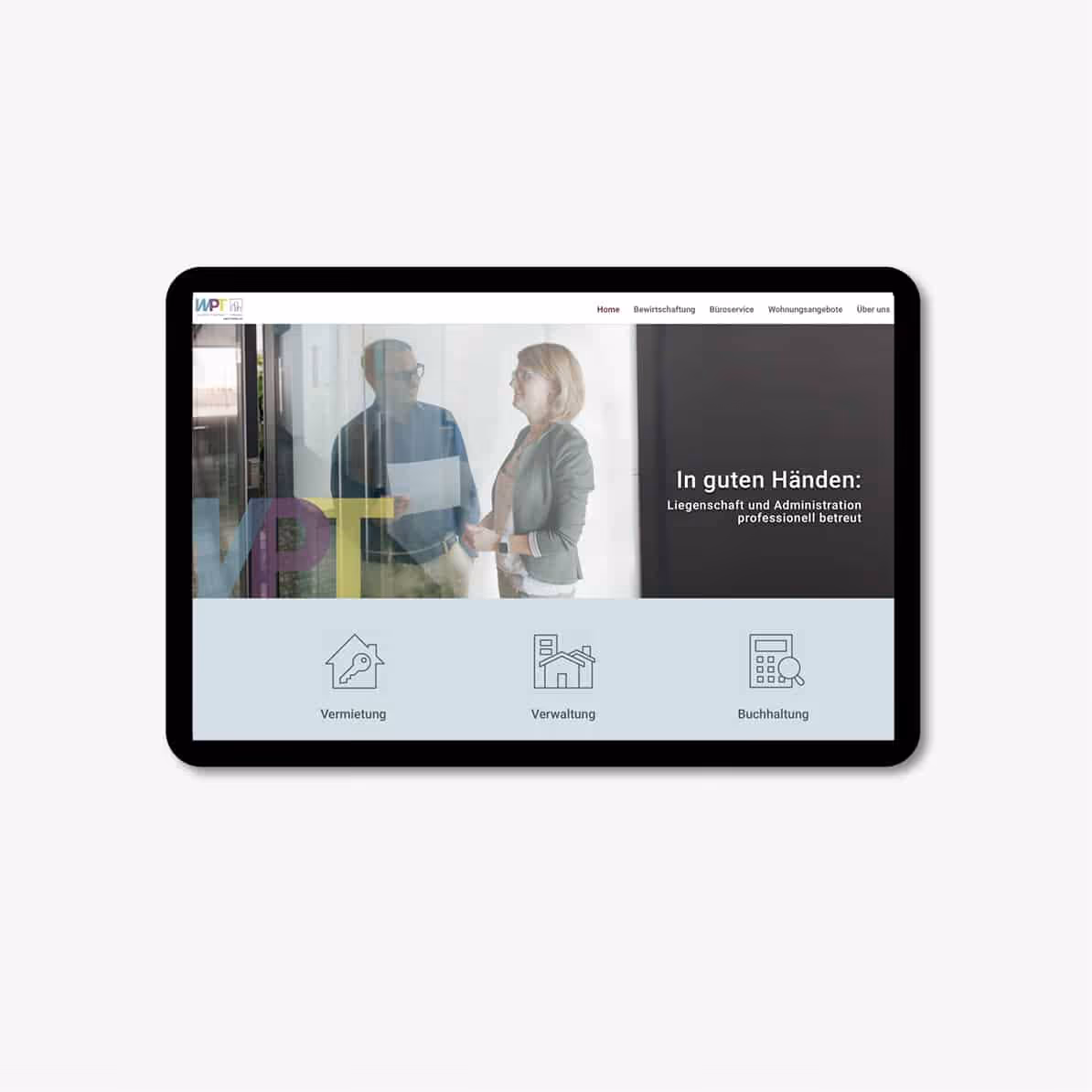 WPT Wirtschafts-Partner Treuhand AG: Neuer Firmenauftritt für Treuhand und Bewirtschaftung – farblich abgegrenzt, aber als Einheit. Website inklusive.