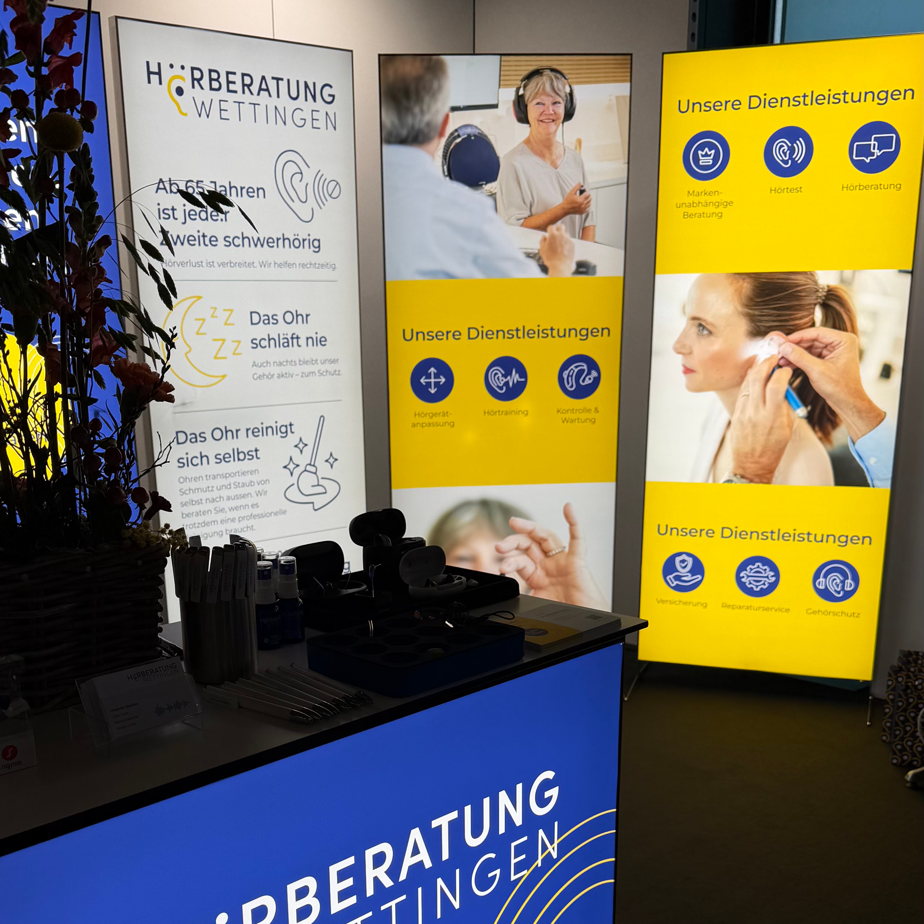 Hörberatung Wettingen: Markenrelaunch für 20+ Jahre Erfahrung – Positionierung, Logo, Website und Messestand. Vertrauen, das man hört.