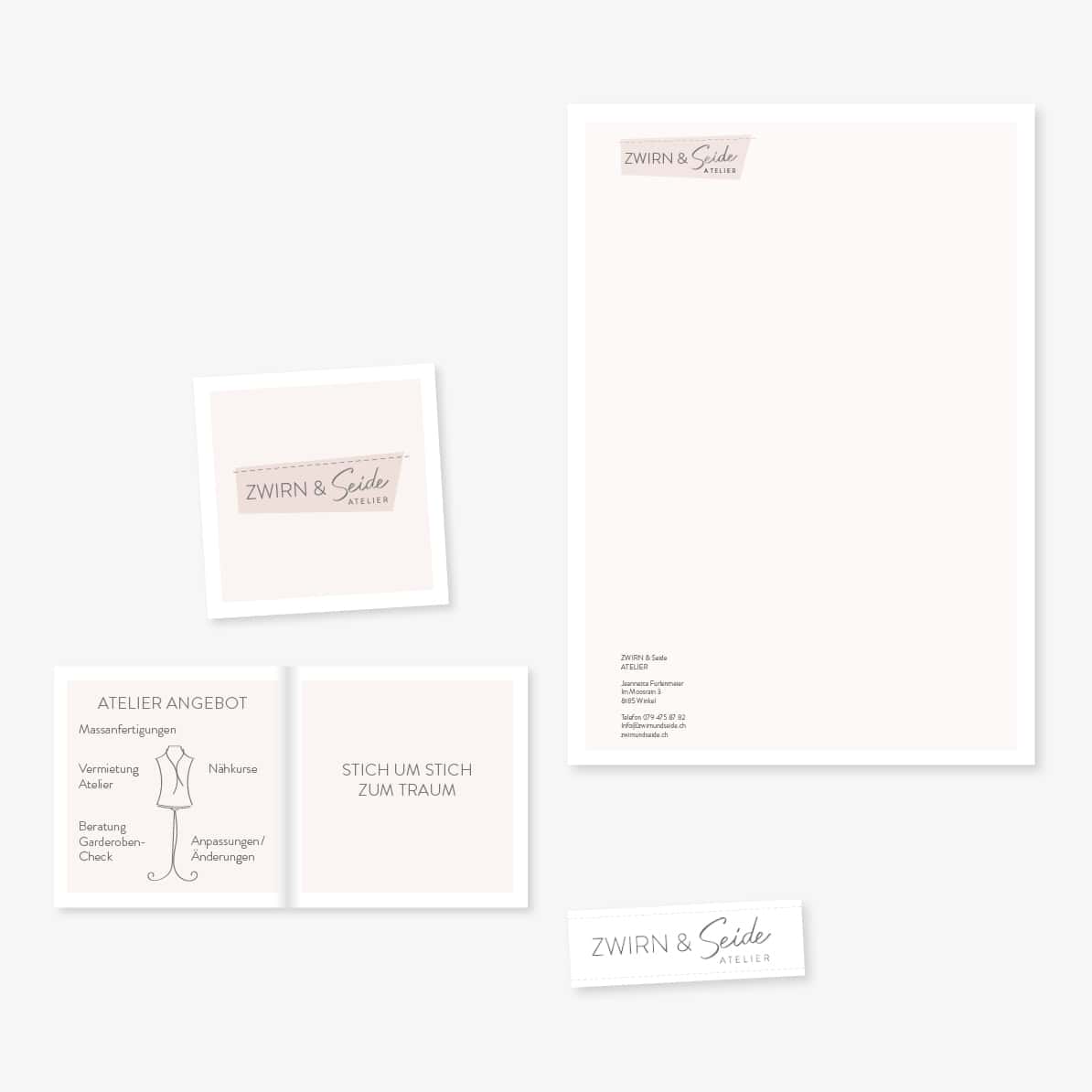 Visitenkarten- und Briefschaften-Design für Zwirn & Seide