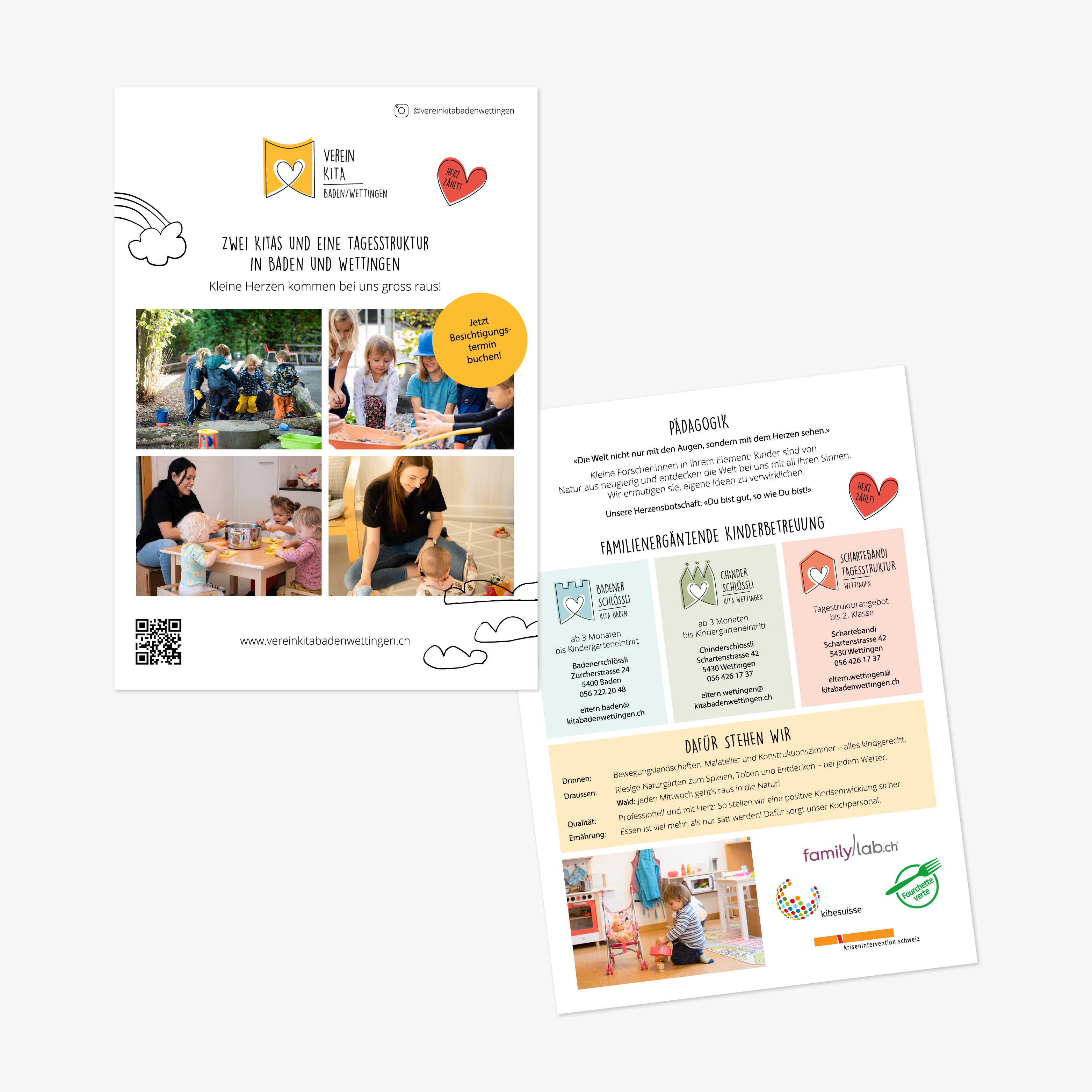 Flyer- und Mailing-Design für Verein Kita Baden/Wettingen