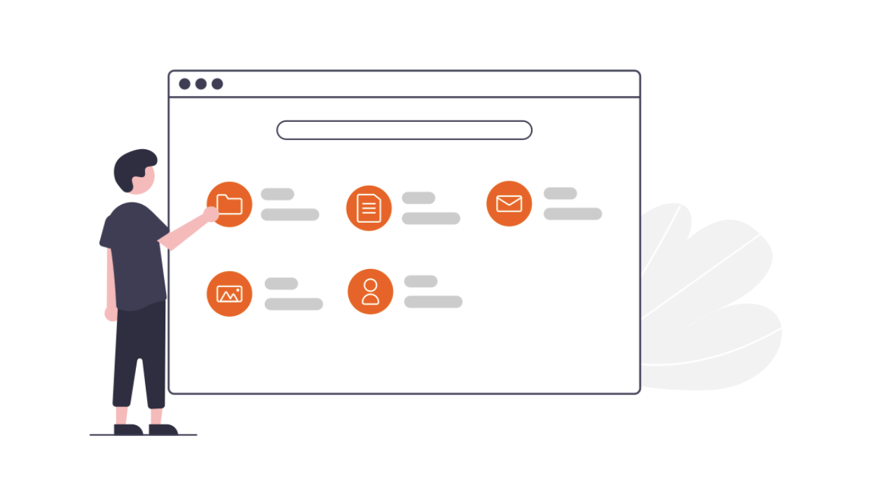 Man pointing to the settings of a learning management system on a life-size screen