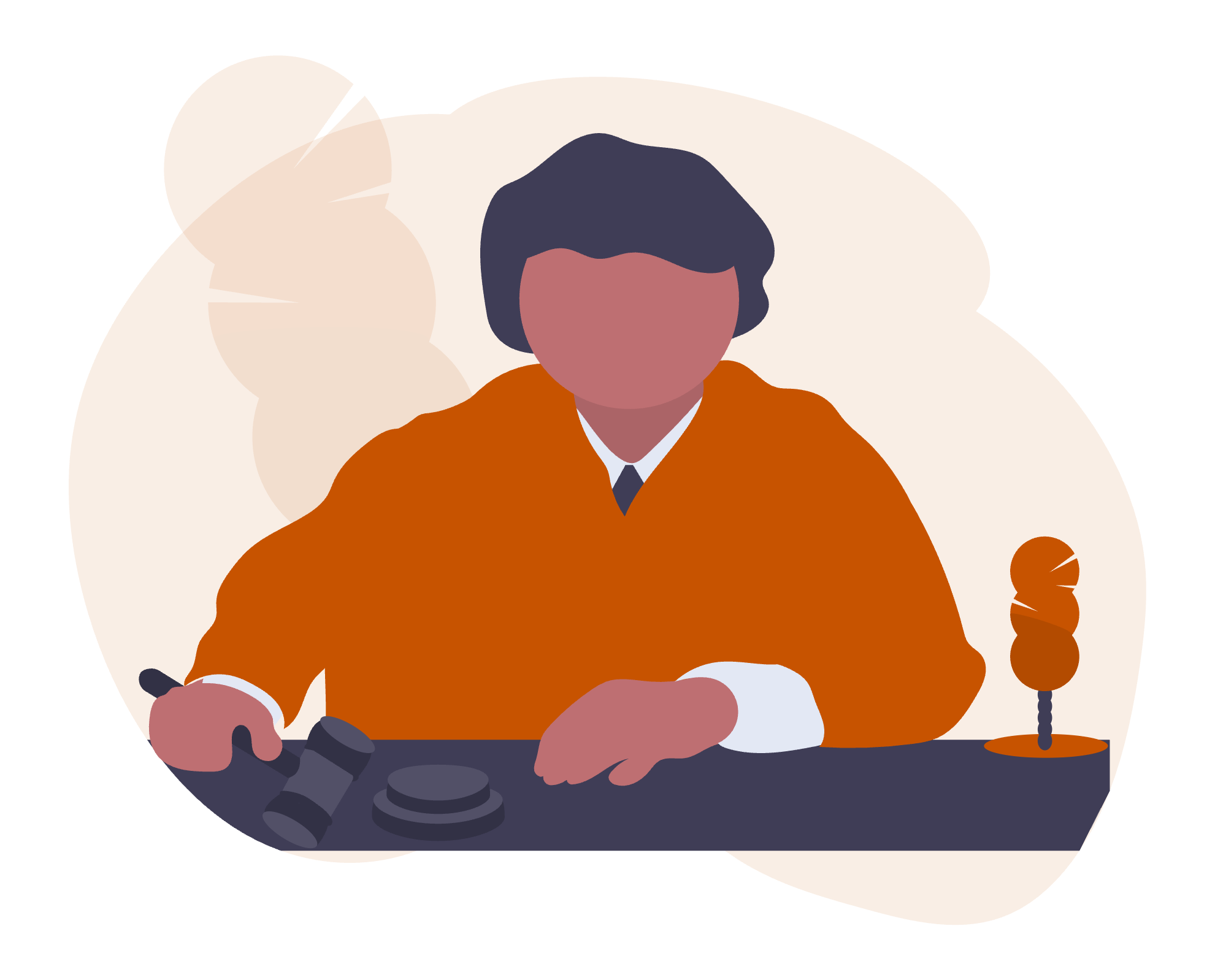 a judge sitting at a desk