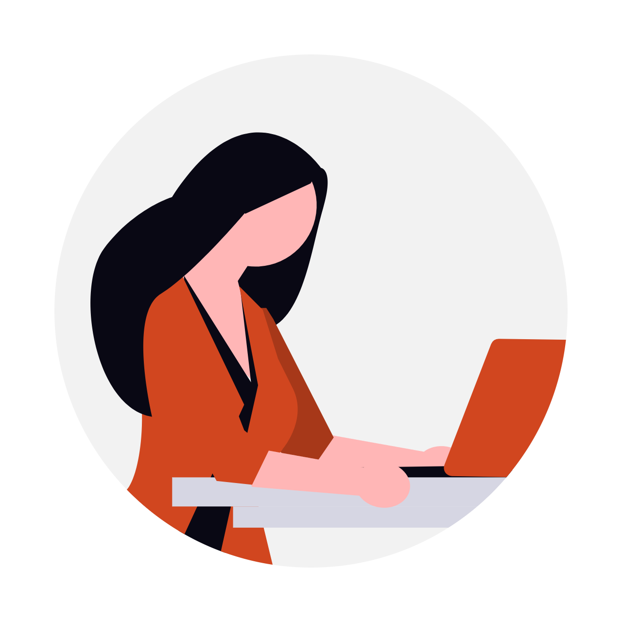 An illustration of a professional looking woman using a laptop