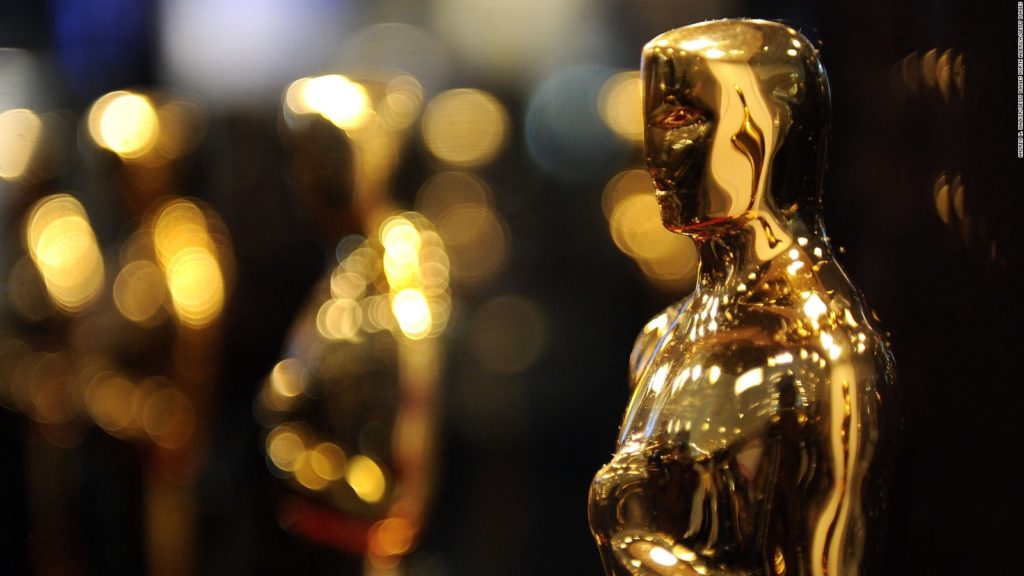 Detail of Academy Award (Oscar) statuettes