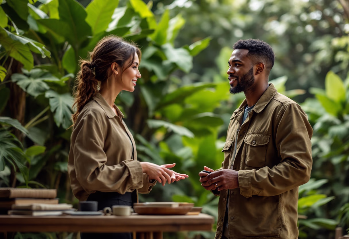 image of team member explaining a conservation project