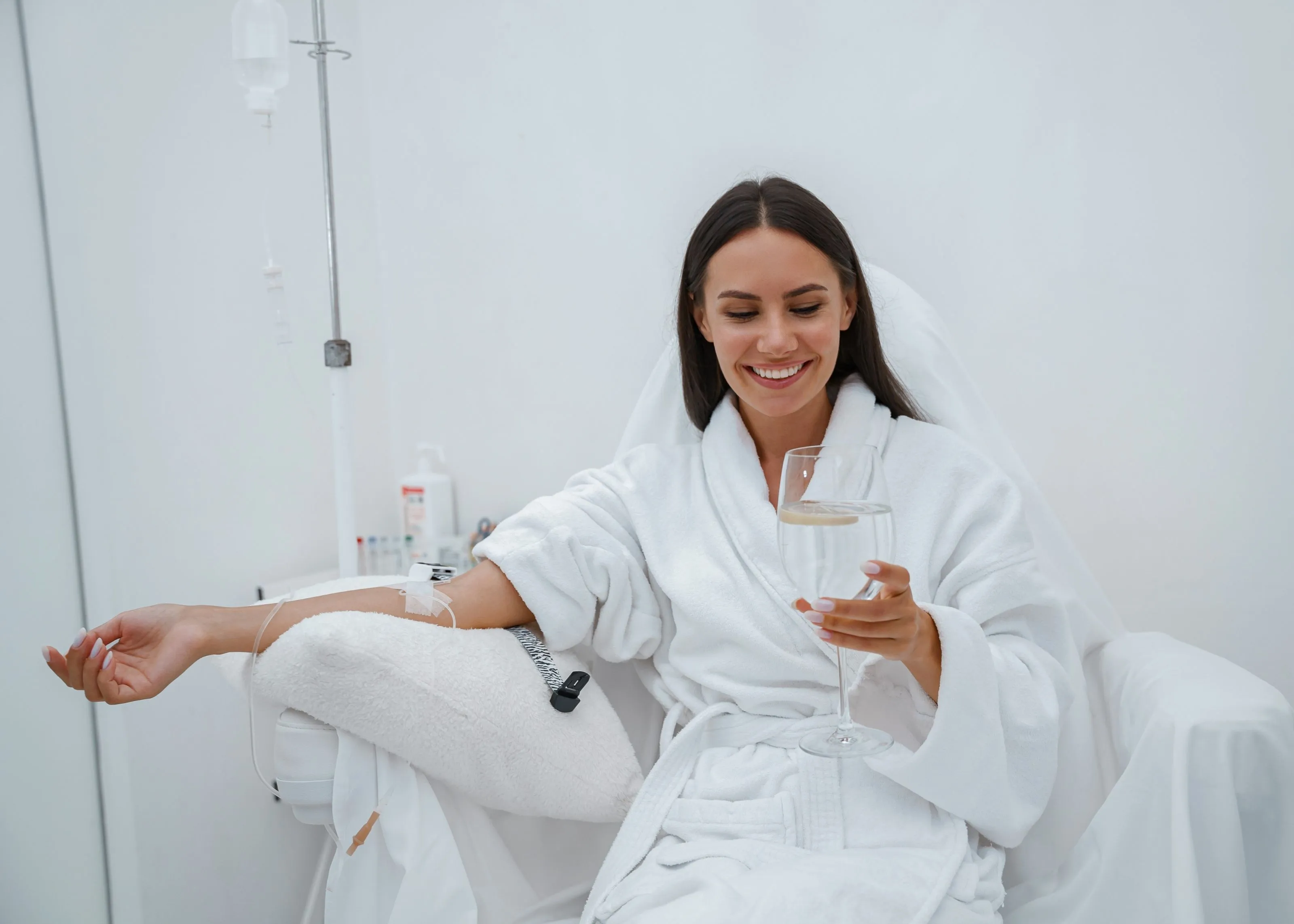 A woman getting IV treatment