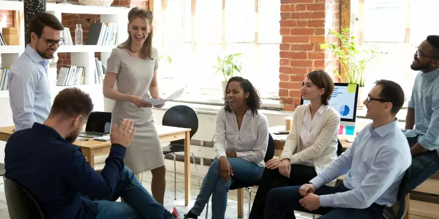 change leaders in a business meeting