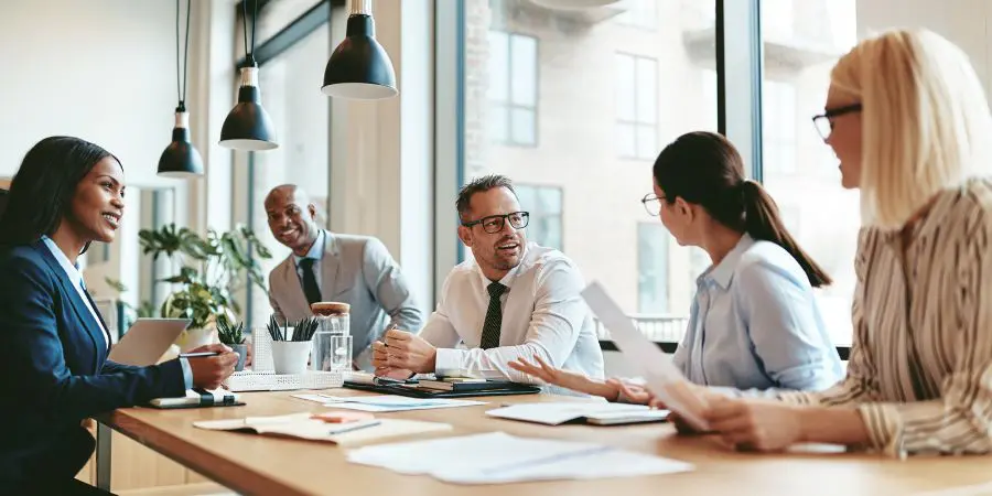 People in a meeting in an office