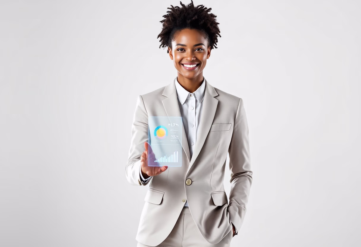 image of business professional reviewing analytics (for a hr tech)