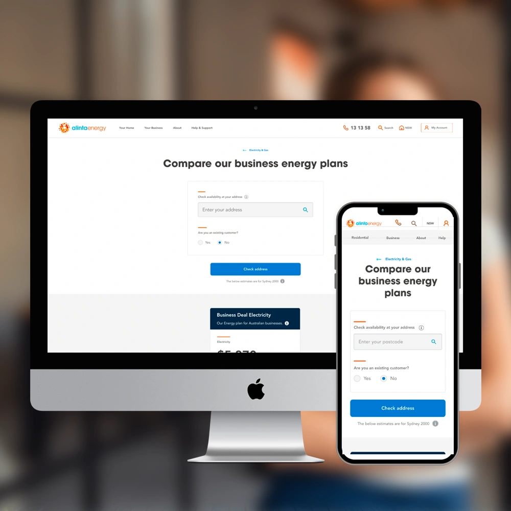 UX UI Product design for Alinta Energy