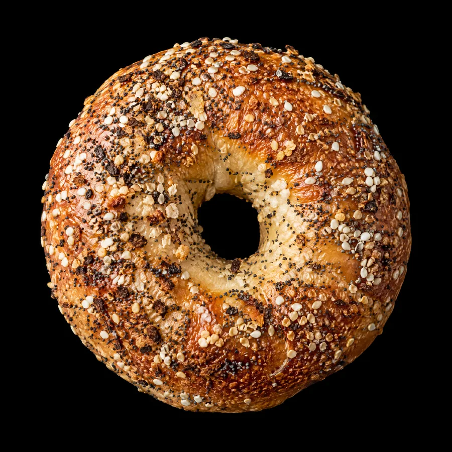Fresh-baked everything bagel