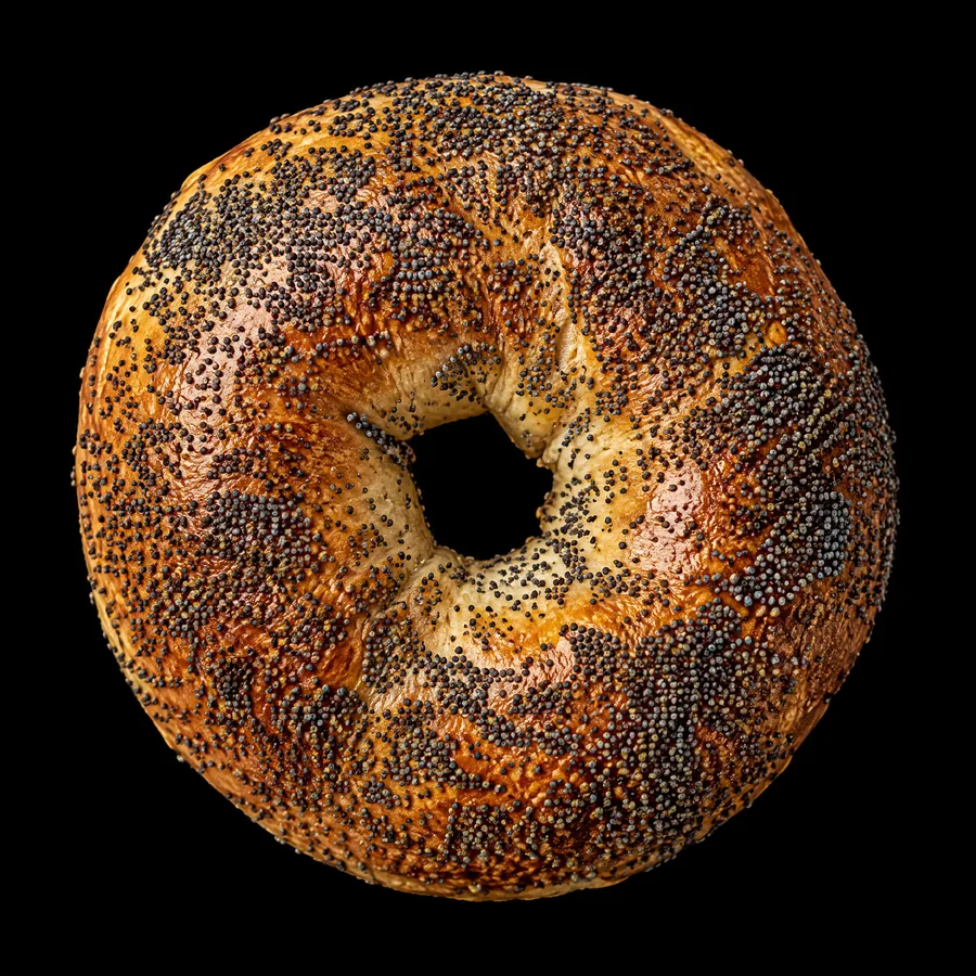 Fresh-baked poppy seed bagel