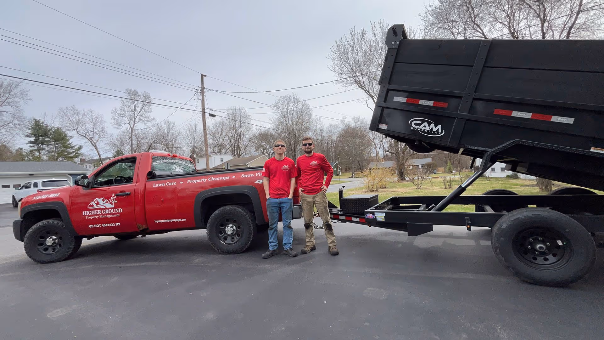 Commercial grade landscaping equipment on site for lawn care and property services in Red Hook NY
