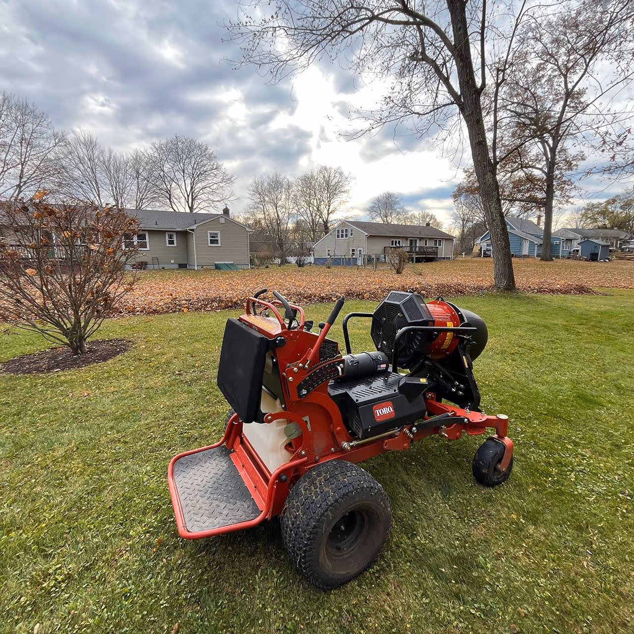 Commercial lawn care equipment used for professional mowing and property maintenance by Higher Ground Property Management LLC in Red Hook NY