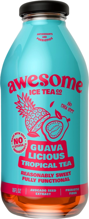 Awesome Ice Tea Guava Licious Tropical Tea 16oz Glass Bottle