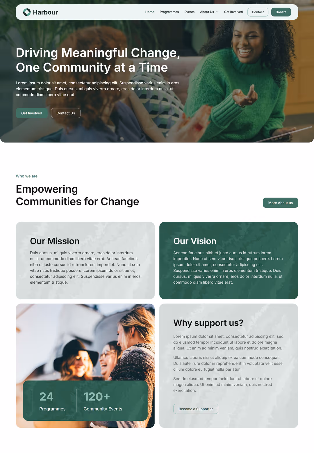 Mockup of the homepage