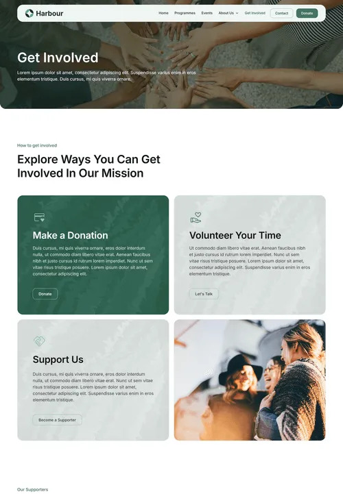 Mockup of the get involved page