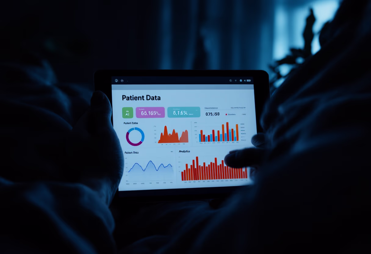 [interface] image carousel of ai innovations showcasing patient data analytics interface