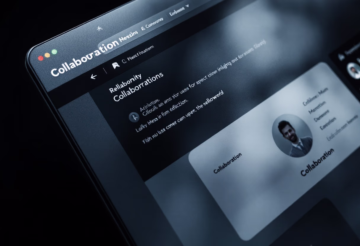 interface screenshot of collaboration interface (for a productivity tools business)