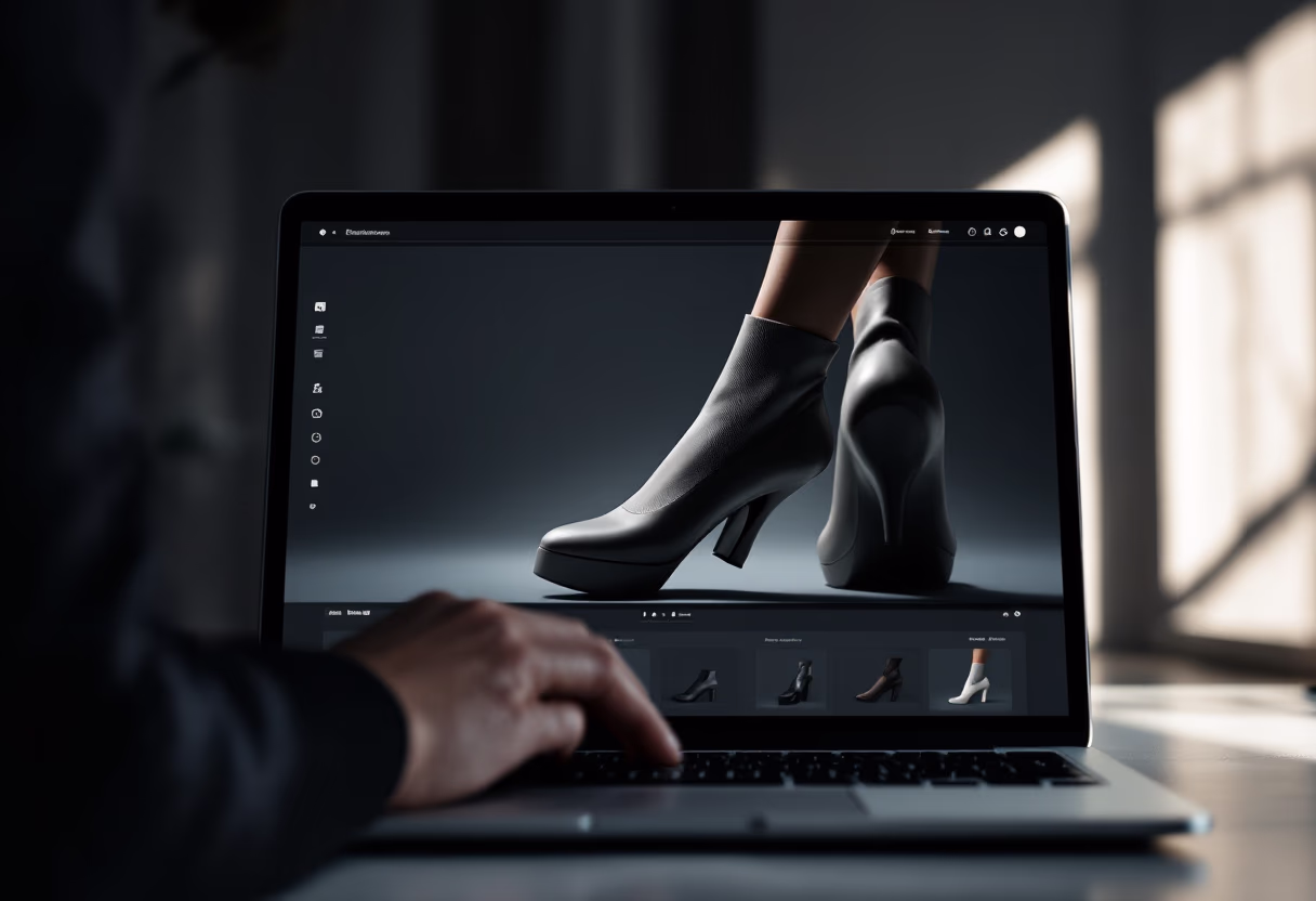 [digital project] image of footwear trends on a laptop screen for a footwear store