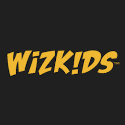 WizKids company logo with stylized yellow text on a black background.