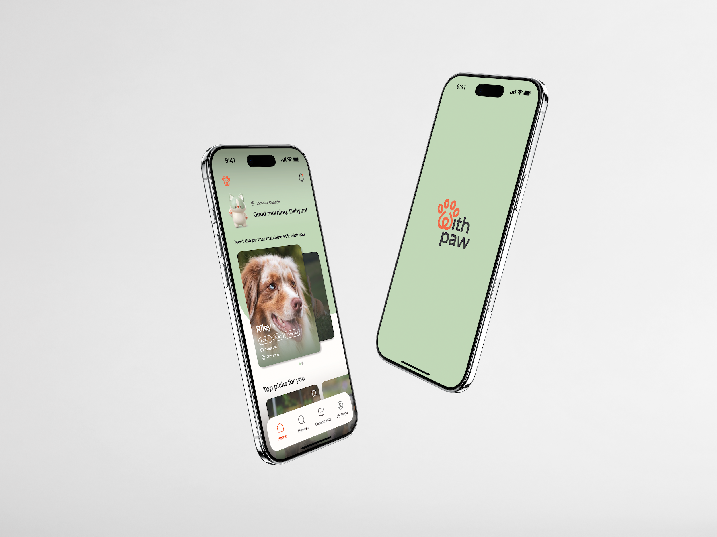 With Paw project mobile app mockup