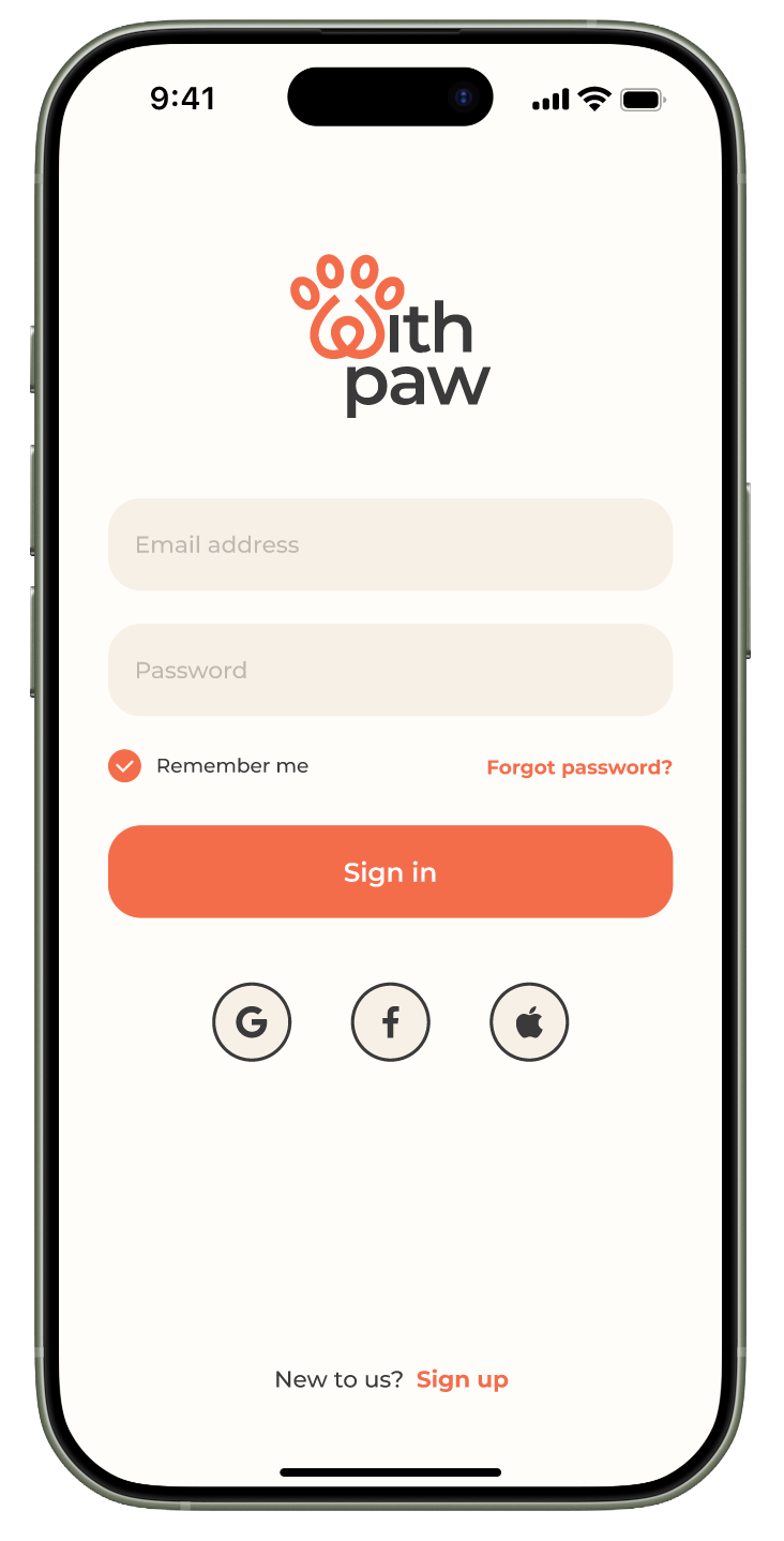 With Paw sign-in screen