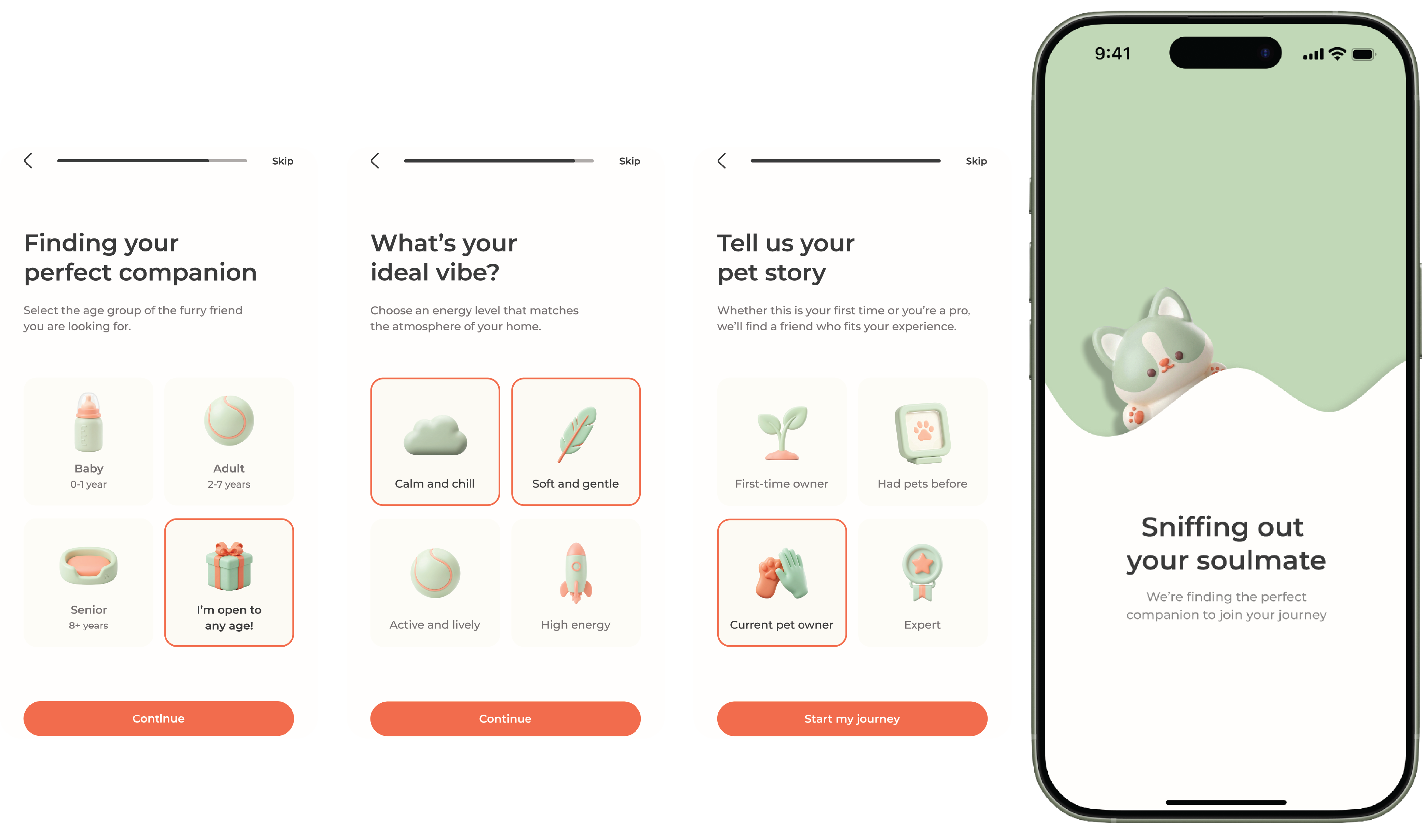 With Paw's matching algorithm question screens